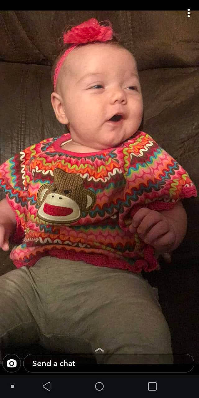 Izabelle is registered to the contest to win money with this photo: baby, baby_toddler_clothing, cheek, child, knitting, person, smile, textile, toddler