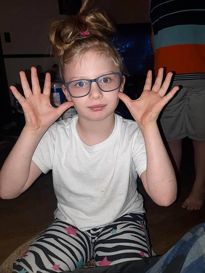 Alissa joined the competition — help win amazing prizes! arm, blond, child, cool, eye, eyewear, finger, forehead, fun, gesture, glasses, hair, hairstyle, hand, leg, person, sitting, smile, sunglasses, toddler