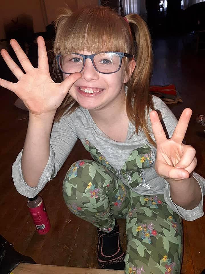 Alissa joined the competition — help win amazing prizes! camouflage, cool, eyewear, finger, fun, gesture, glasses, hand, joy, person, thumb, v_sign, vision_care