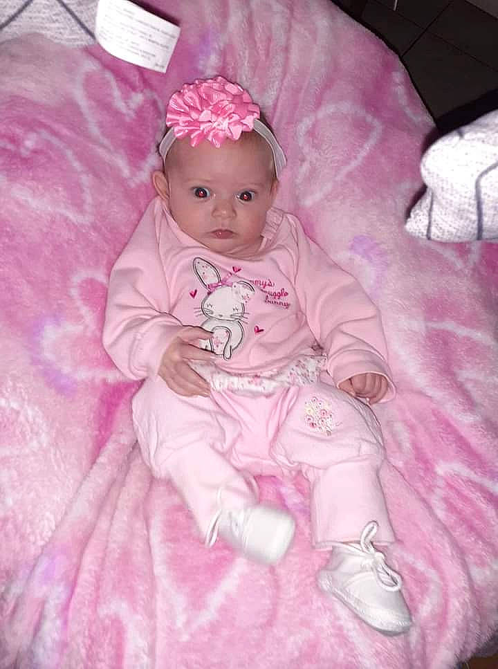 Piper joined the competition — help win amazing prizes! baby, baby_products, baby_toddler_clothing, cheek, child, doll, eye, hair_accessory, headgear, headwear, person, pink, product, skin, textile, toddler