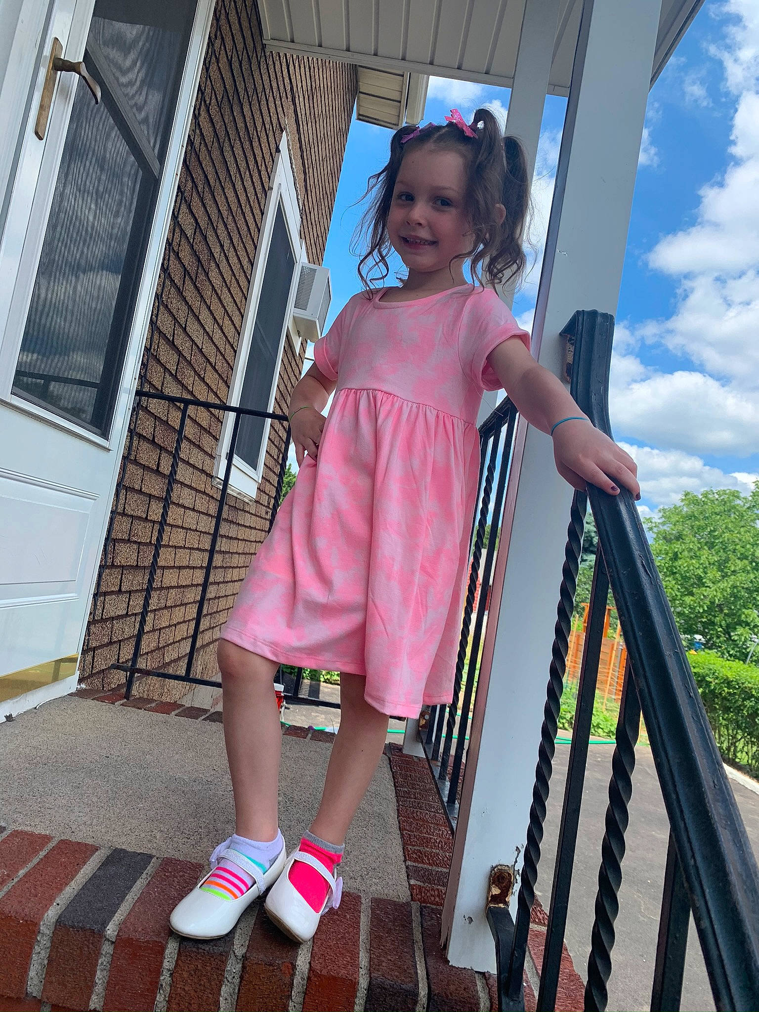 Haylee Grace is registered to the contest to win money with this photo: child, child_model, dress, fun, joy, leisure, person, pink, smile, summer, tree, vacation