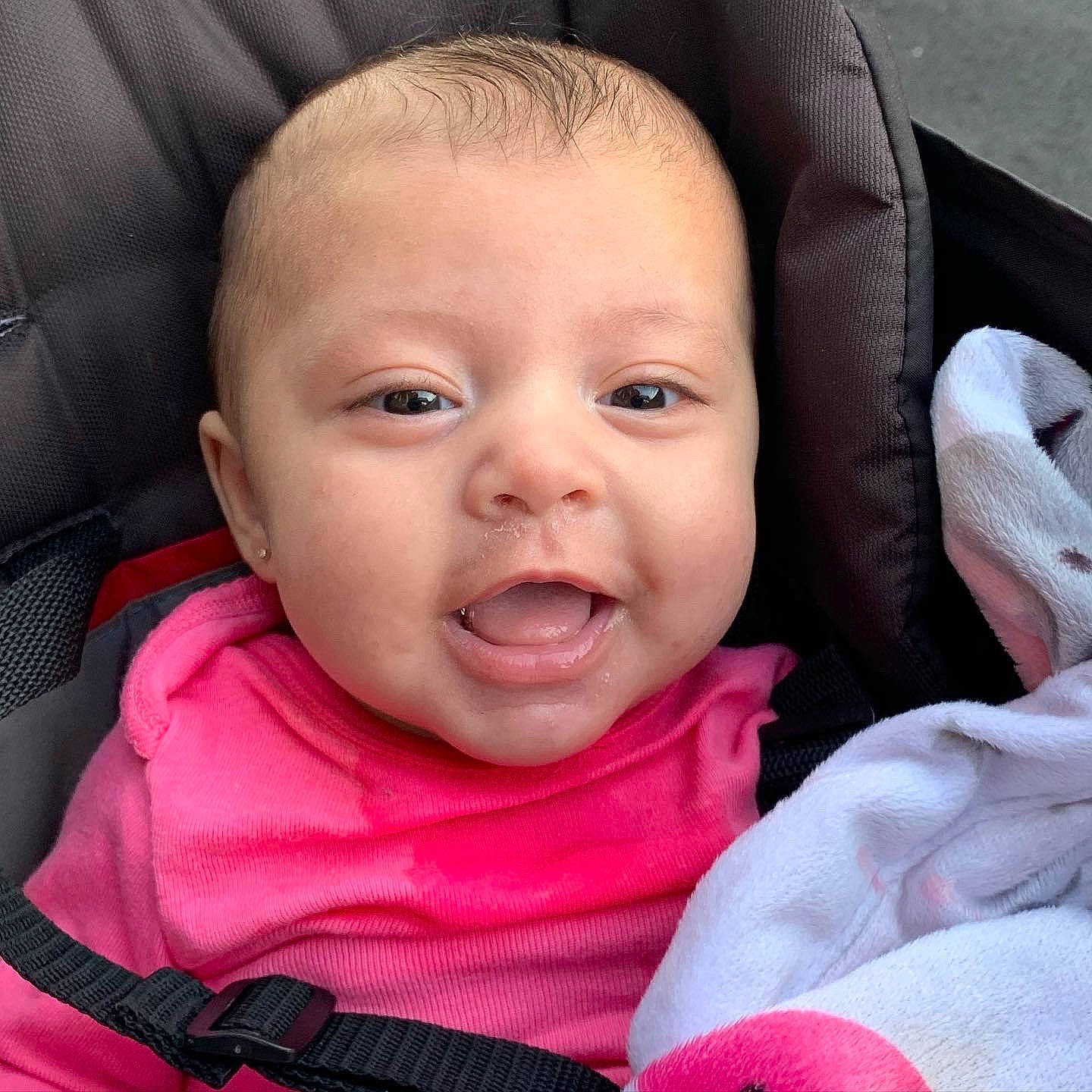 Bella Rose is registered to the contest to win money with this photo: baby, baby_carriage, baby_in_car_seat, beauty, car_seat, cheek, child, chin, eye, eyebrow, face, facial_expression, head, lip, mouth, nose, person, pink, product, skin