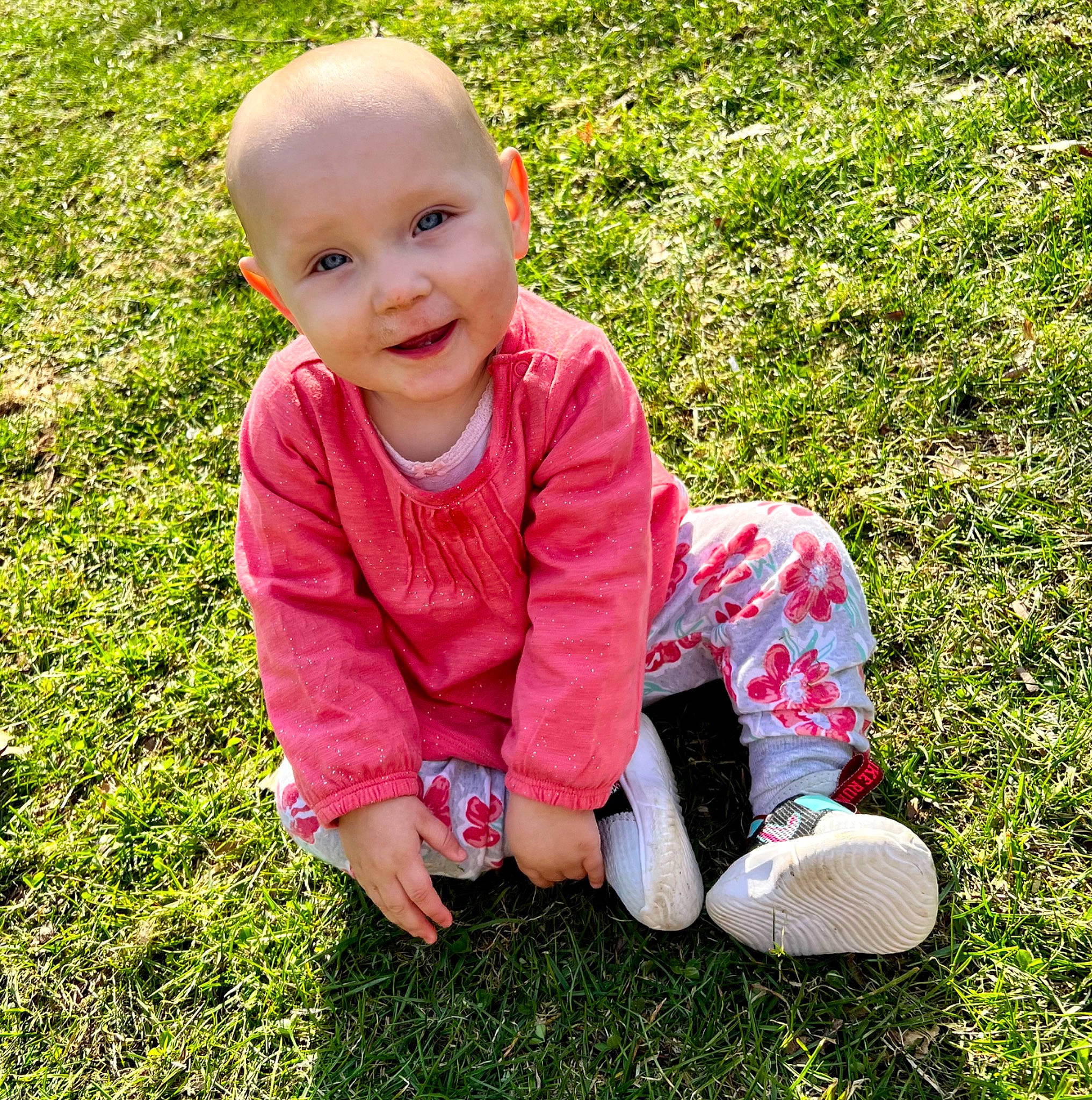 Blakeley joined the competition — help win amazing prizes! baby, baby_toddler_clothing, child, crawling, flooring, fun, garden, grass, grass_family, grassland, groundcover, happy, lawn, leisure, meadow, people_in_nature, person, plant, sitting, smile