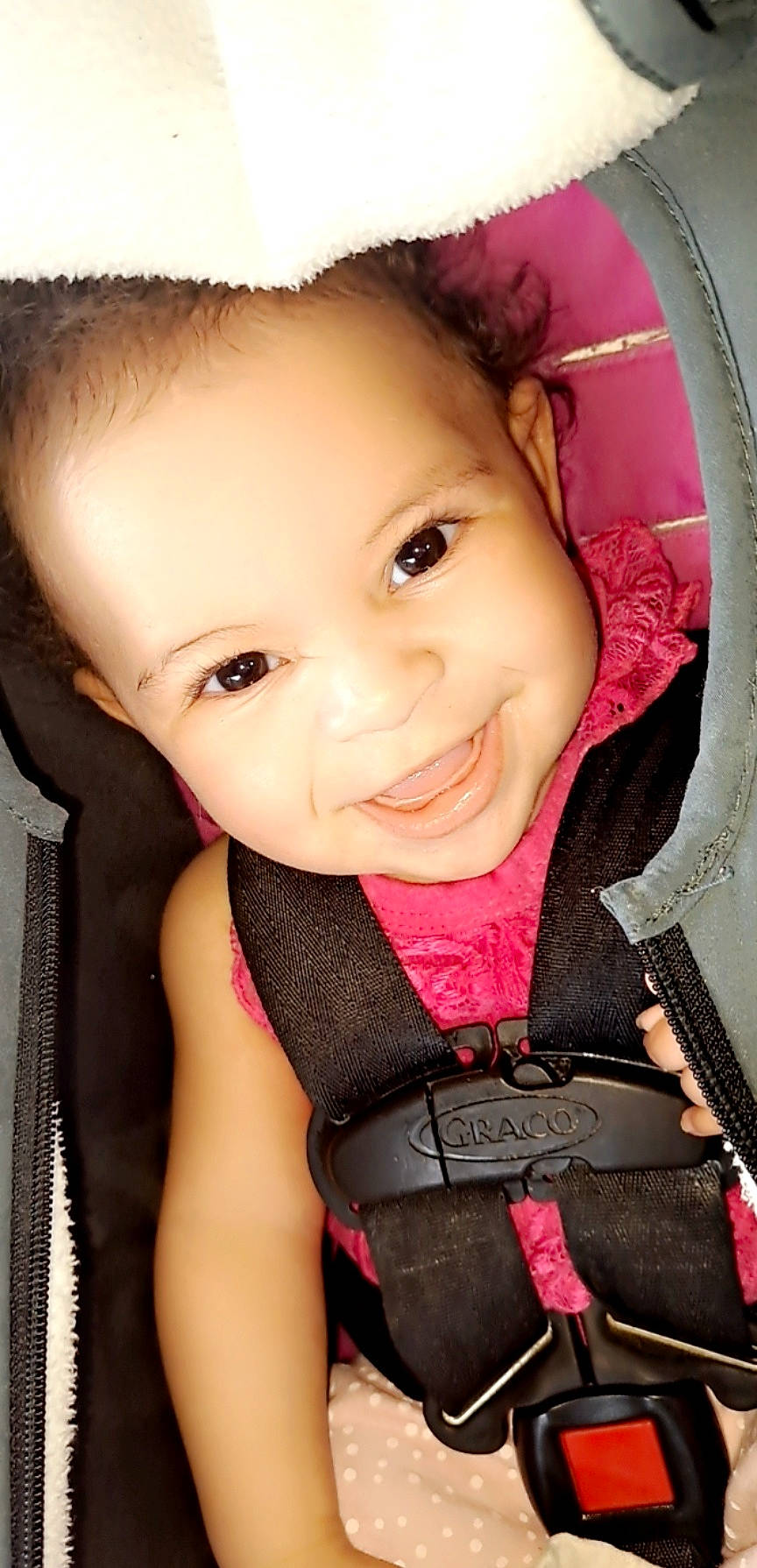 Addilynn joined the competition — help win amazing prizes! baby, baby_toddler_clothing, cheek, chin, cool, eyebrow, eyelash, happy, human_body, iris, joy, lip, mouth, nose, outerwear, person, pink, product, skin, sleeve