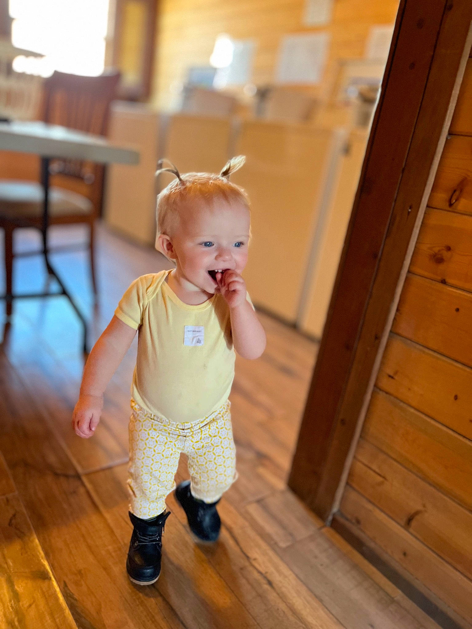 Annabelle joined the competition — help win amazing prizes! baby, baby_toddler_clothing, cabinetry, chair, chest, child, drawer, floor, flooring, happy, hardwood, laminate_flooring, person, plank, skin, table, toddler, varnish, wood, wood_flooring