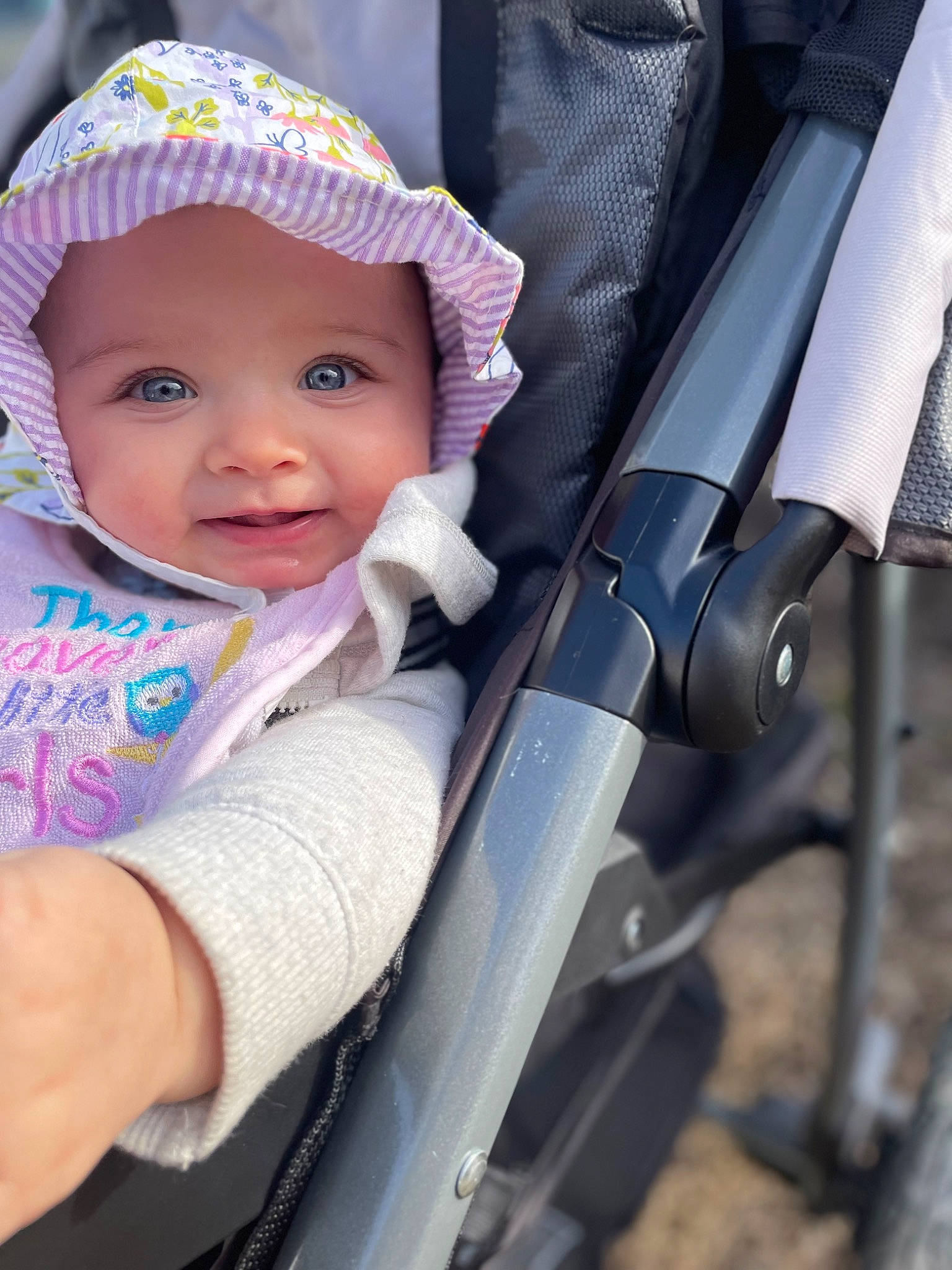 Charli joined the competition — help win amazing prizes! auto_part, baby, baby_carriage, baby_products, baby_safety, baby_toddler_clothing, cap, cheek, child, fashion_accessory, fun, happy, headwear, person, sleeve, smile, toddler