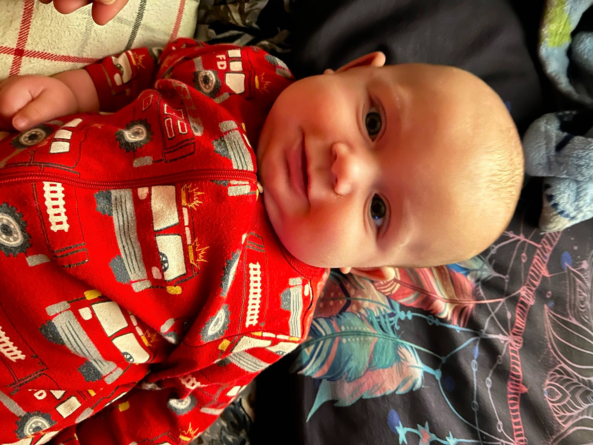 Easton Atlas Ray Moore is registered to the contest to win money with this photo: baby, baby_toddler_clothing, carmine, child, fictional_character, fun, green, holiday, jersey, pattern, person, personal_protective_equipment, plant, smile, sports_gear, sports_jersey, sports_uniform, t_shirt, toddler, tradition