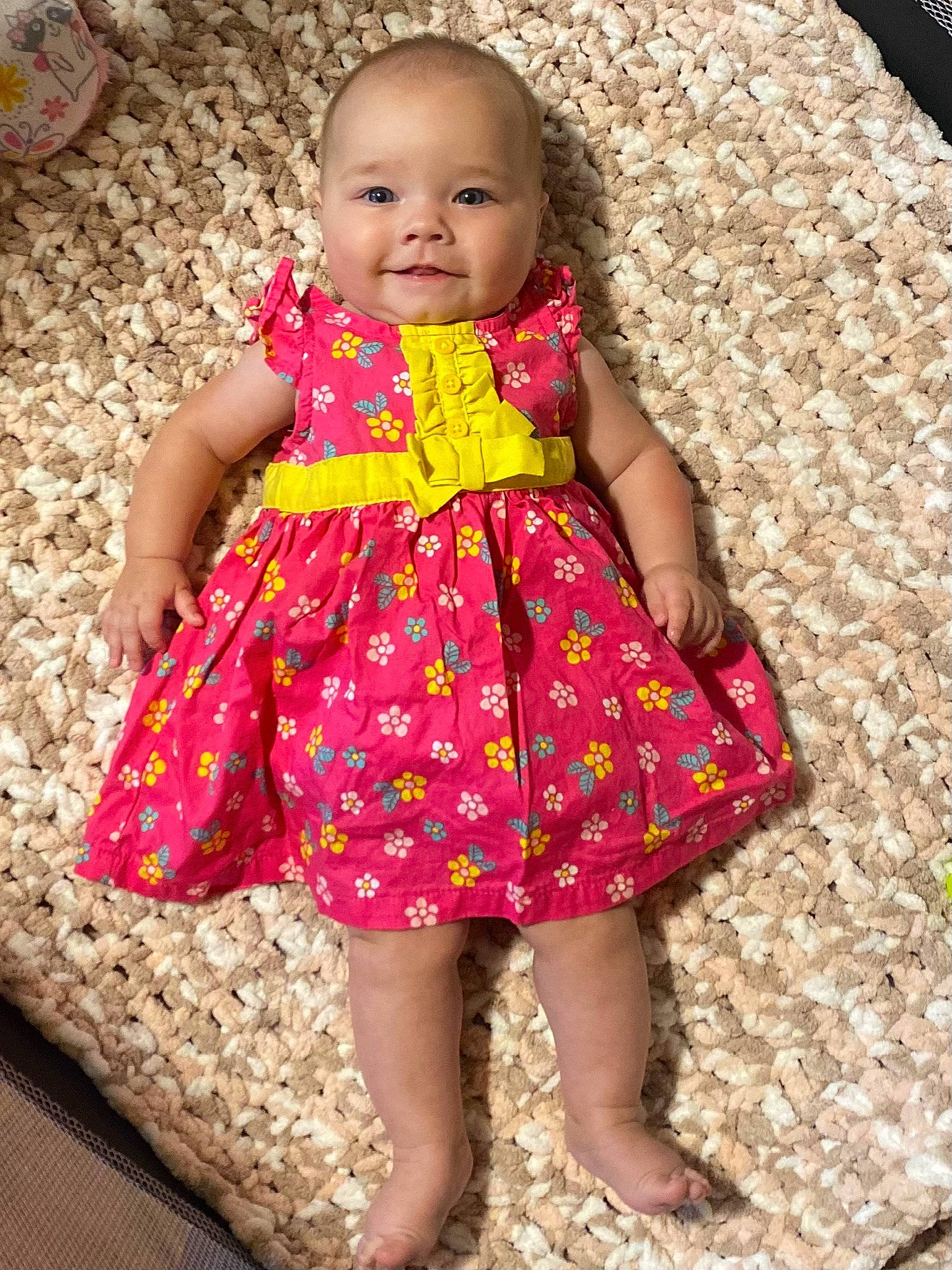 Olivia Ann joined the competition — help win amazing prizes! baby, baby_toddler_clothing, cheek, child, day_dress, dress, eye, face, happy, head, human_body, joy, one_piece_garment, people, people_in_nature, person, photograph, pink, skin, sleeve