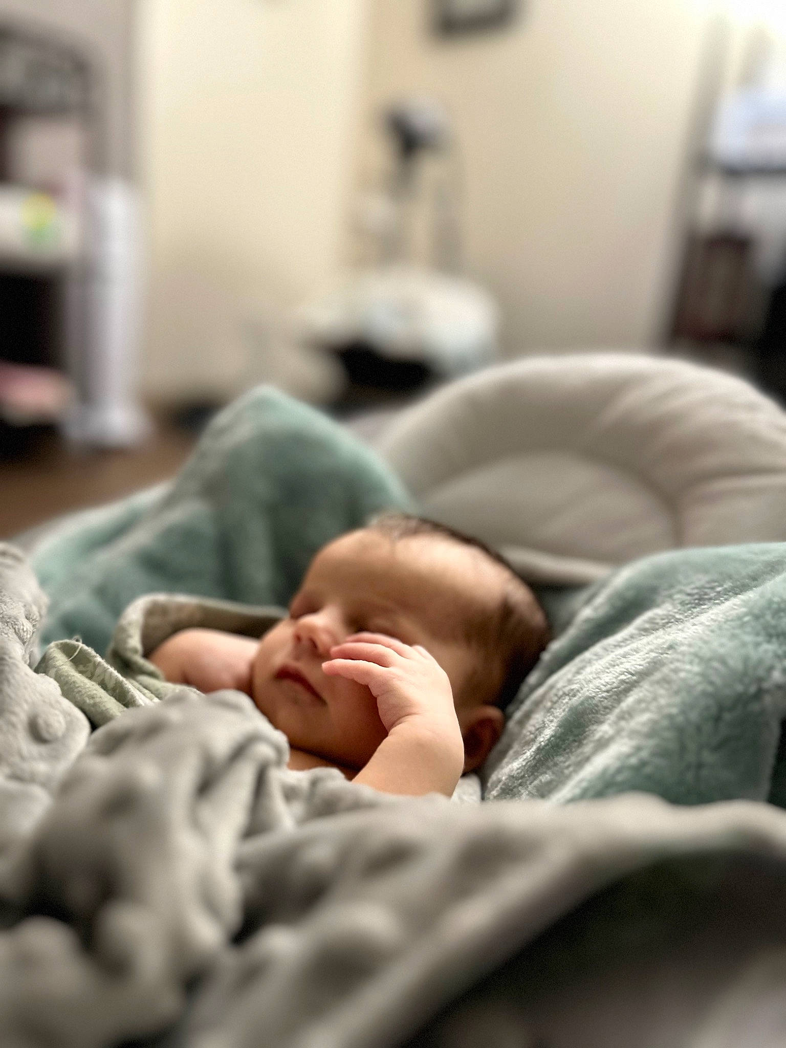 Lily is registered to the contest to win money with this photo: baby, bedding, bedtime, blanket, cheek, child, childbirth, comfort, fur, grey, linens, monochrome, monochrome_photography, nap, person, portrait_photography, room, sitting, sleep, toddler