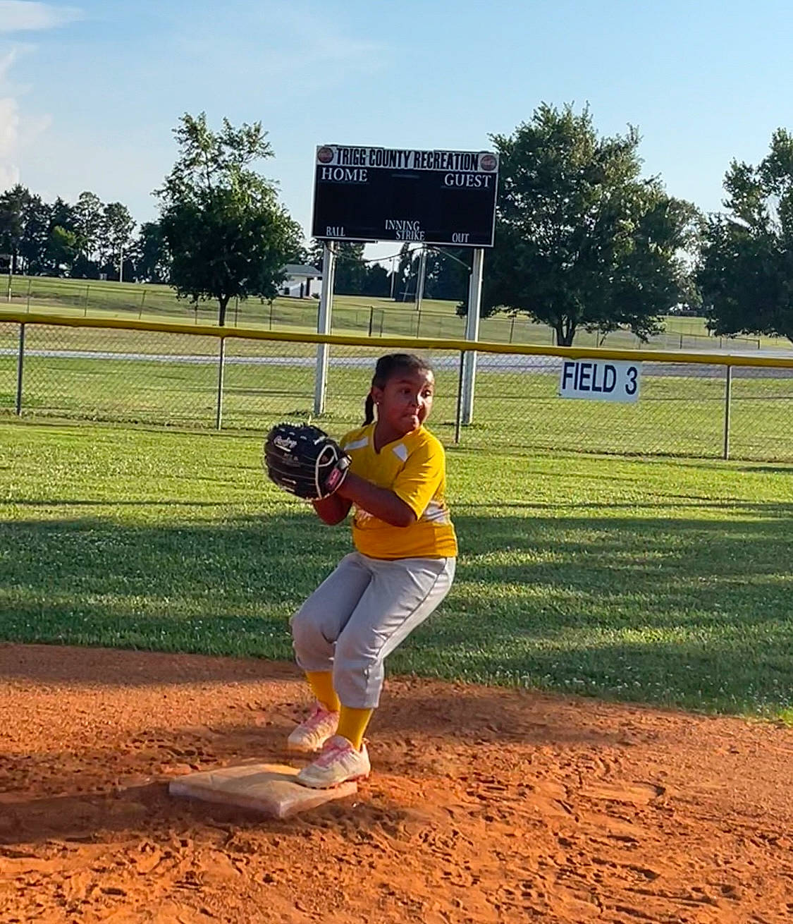 Mia Malone joined the competition — help win amazing prizes! baseball, baseball_equipment, baseball_field, baseball_glove, baseball_park, baseball_player, baseball_positions, baseball_protective_gear, baseball_uniform, bat_and_ball_games, college_baseball, fence, glove, grass, person, player, sky, sports_equipment, sports_gear, sports_uniform