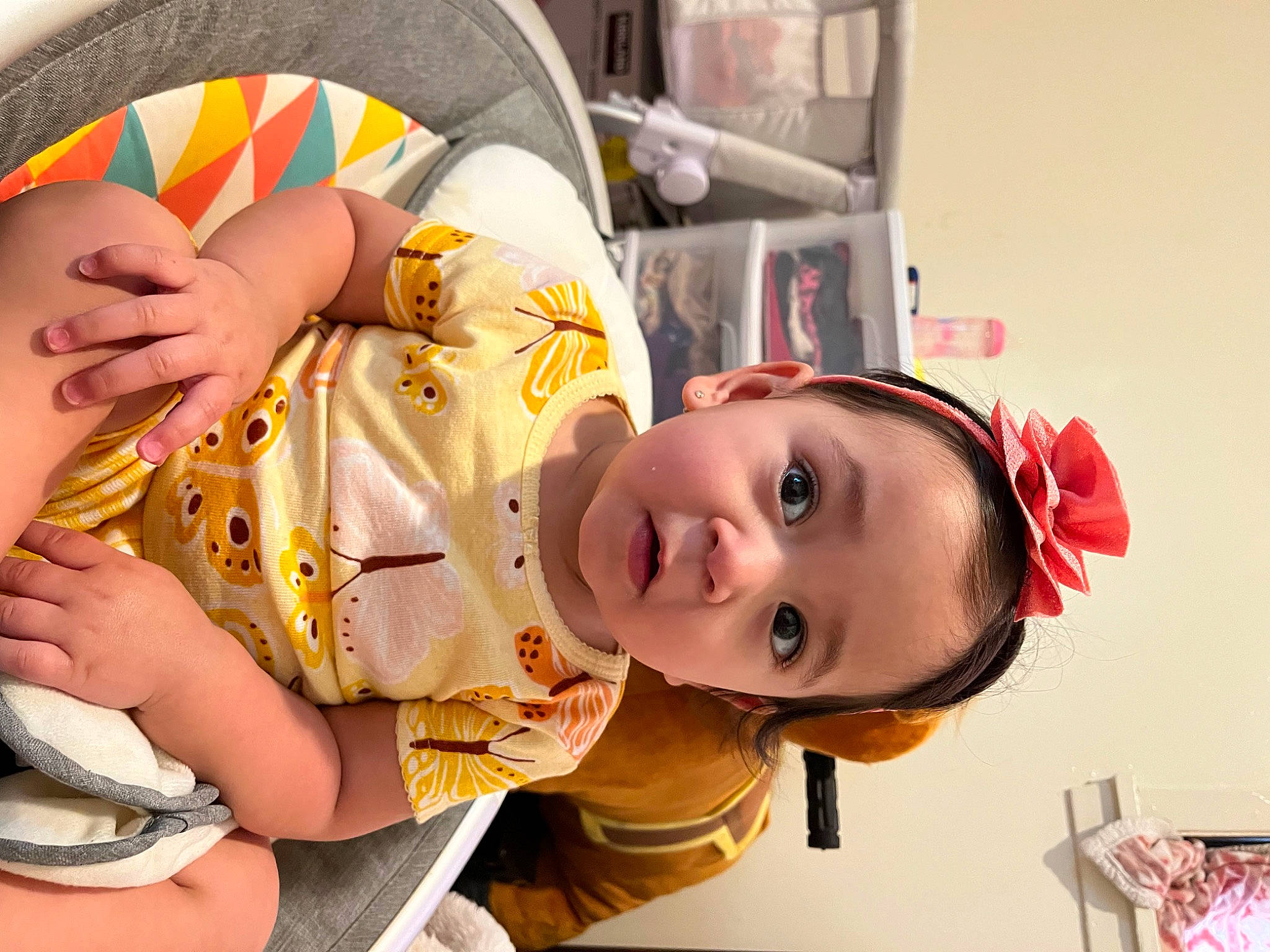 Marianna joined the competition — help win amazing prizes! baby, baby_products, child, comfort_food, eating, fun, happy, mouth, orange, person, personal_protective_equipment, play, room, smile, toddler, toy