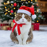 Princesse participe au concours pour gagner de l'argent avec cette photo : adorable, animal, cat, celebration, christmas_tree, cute, decorations, festive, fluffy, holiday, lights, ornaments, outdoor, pet, ribbon, santa_hat, seasonal, snow, snowfall, winter