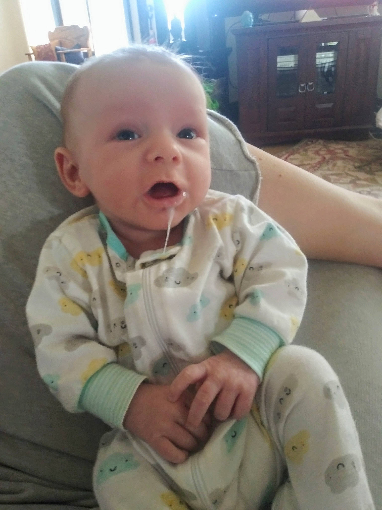 Azriel joined the competition — help win amazing prizes! baby, cheek, child, mouth, person, sitting, skin, smile, toddler