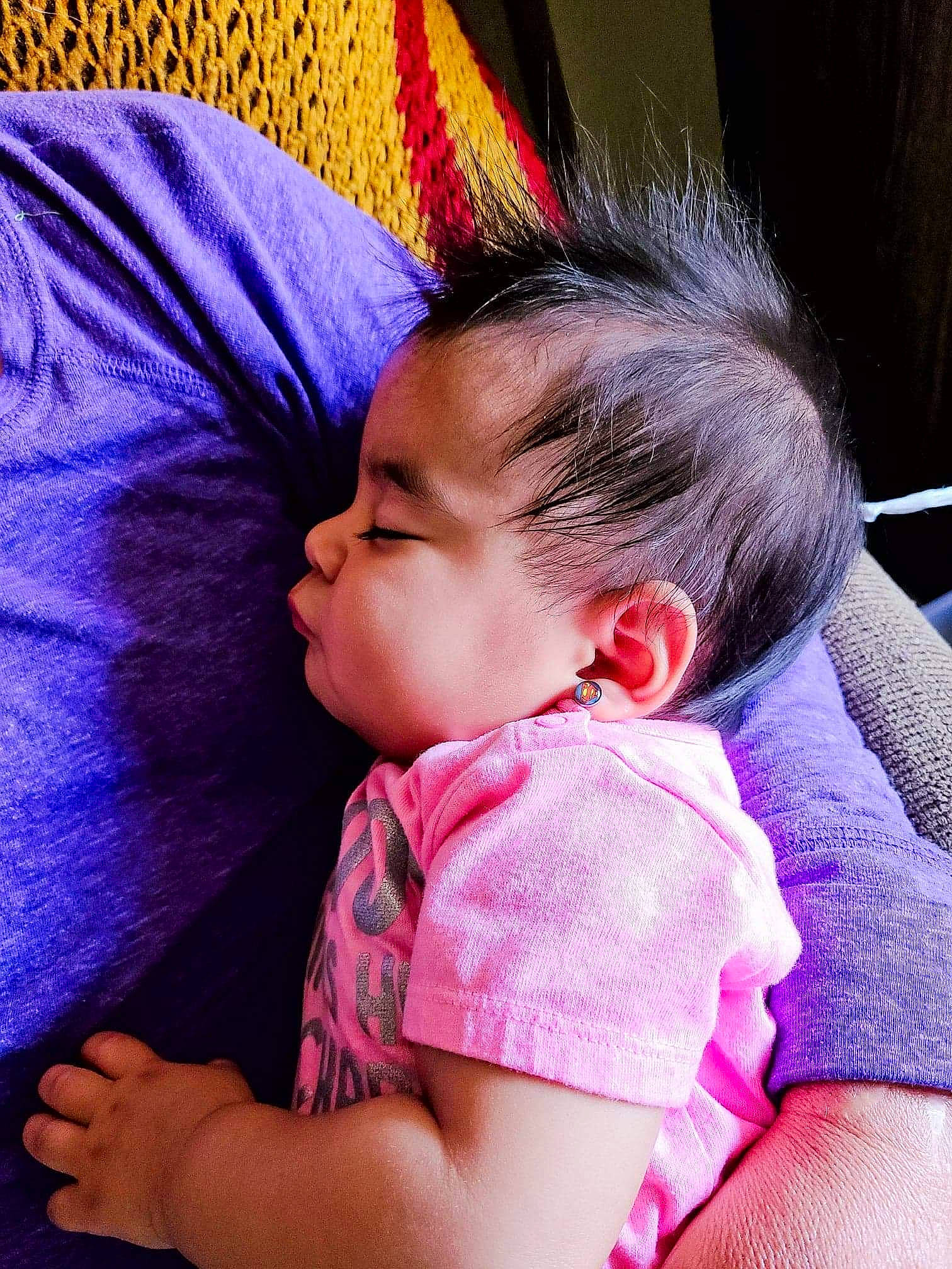 Ema joined the competition — help win amazing prizes! baby, cheek, child, ear, human, magenta, nap, nose, person, pink, purple, skin, sleep, toddler, violet