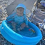 Elias Mikhaël a rejoint le concours — aidez-le/la à gagner de superbes lots ! toddler, child, inflatable_pool, water, splashing, blue_suit, sun_hat, umbrella, beach, rocks, stroller, chair, sunny, outdoor, summer, play, fun, toy, baby, happy