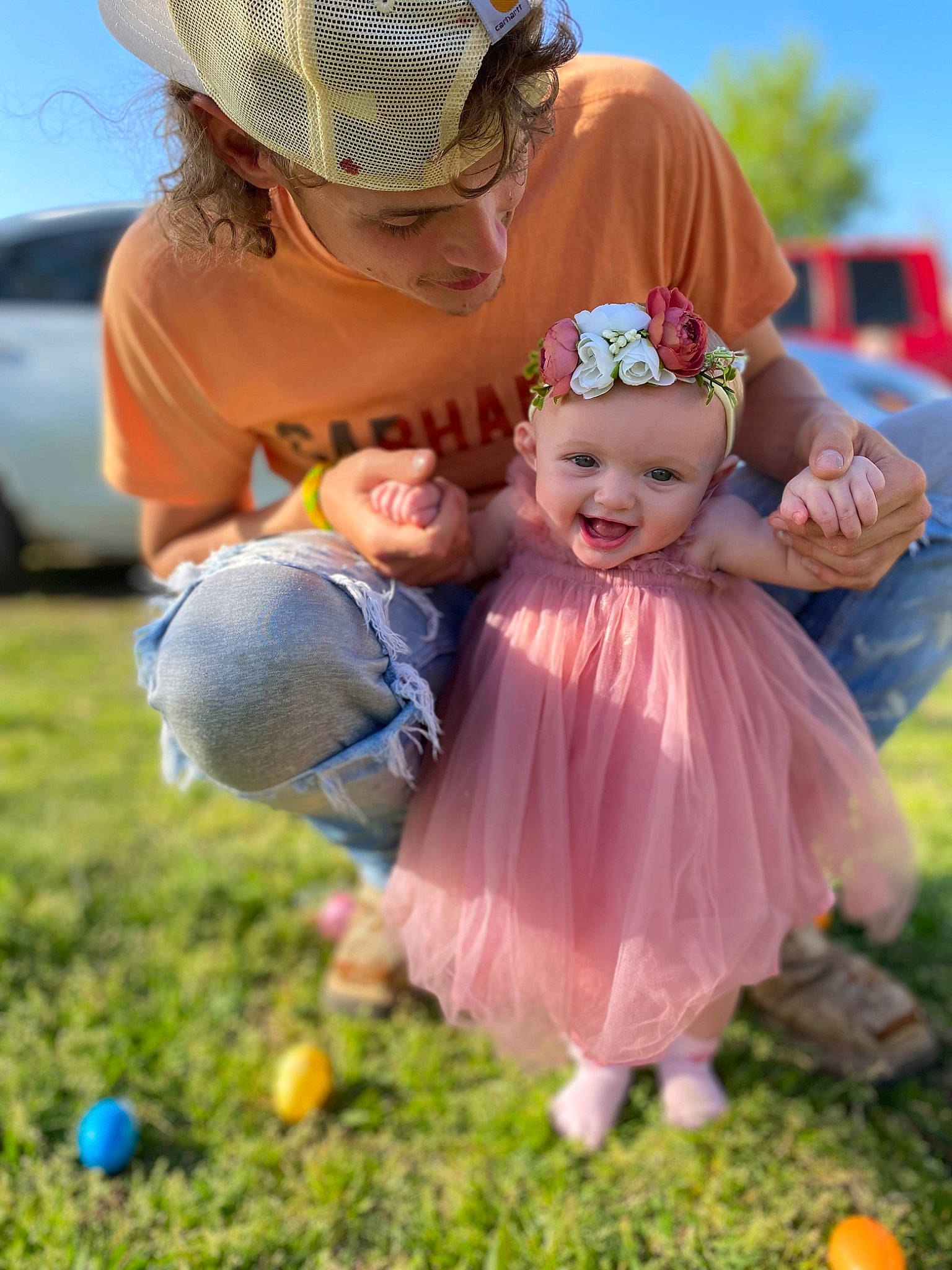 Mattie joined the competition — help win amazing prizes! baby_toddler_clothing, community, fun, grass, green, happy, hat, headwear, leaf, leisure, natural_environment, nature, people_in_nature, person, photograph, pink, plant, sky, smile, summer