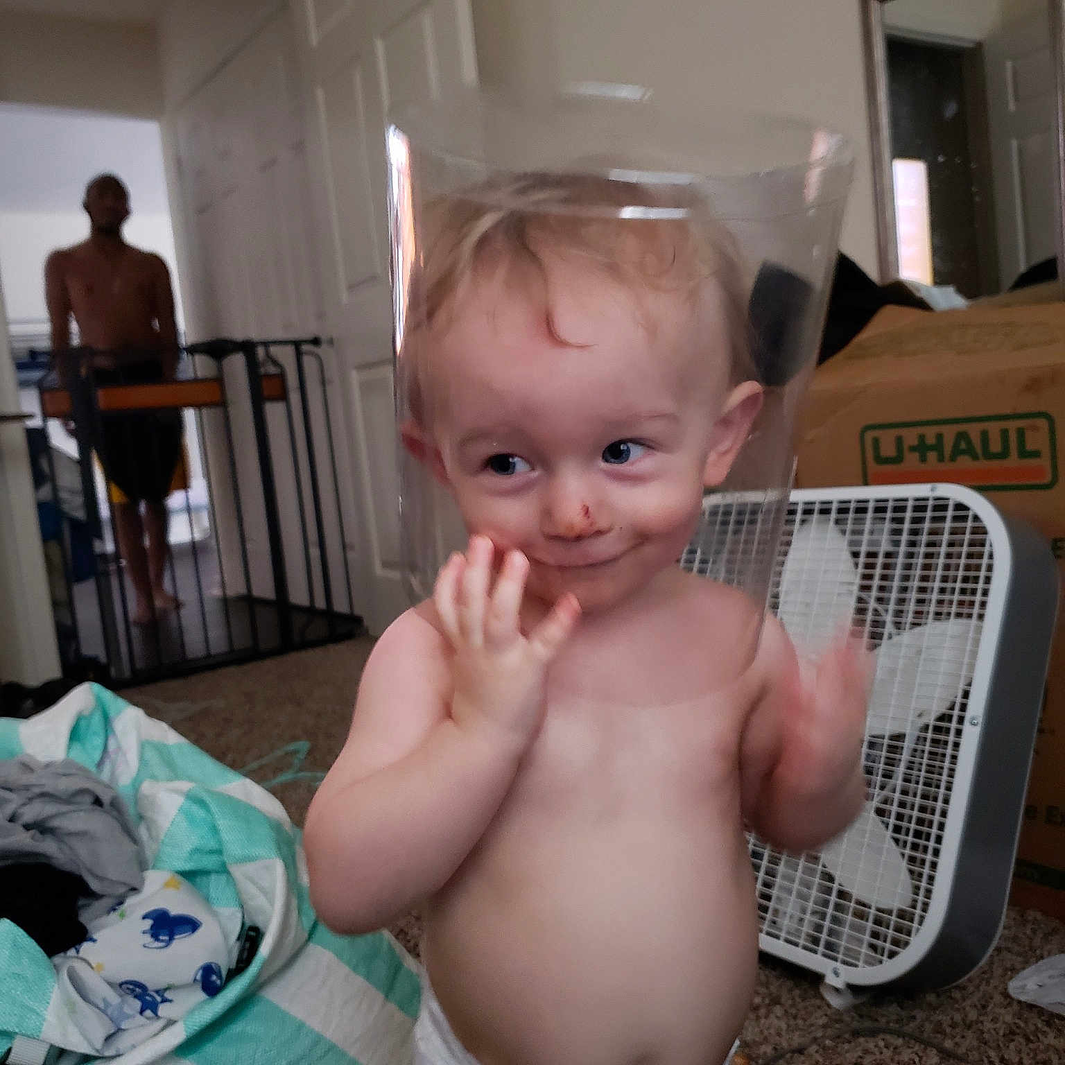 Alek is registered to the contest to win money with this photo: arm, cheek, child, finger, fun, hand, infant, muscle, person, product, toddler