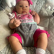 Amaya joined the competition — help win amazing prizes! adorable, baby, baby_girl, baby_seat, child, clothing, comfortable, cushion, cute, expression, indoor, infant, pink_headband, pink_shorts, portrait, seat, socks, soft_toys, stuffed_animals, young_child