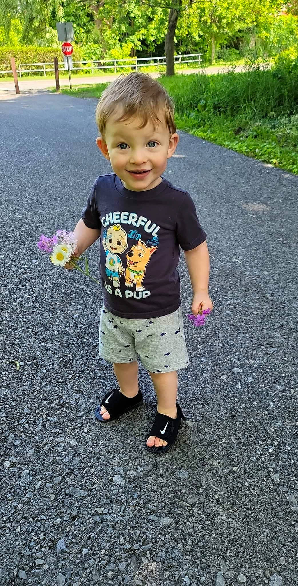 Ronin joined the competition — help win amazing prizes! asphalt, baby_toddler_clothing, child, finger, grass, green, hairstyle, happy, head, human_body, joy, people_in_nature, person, plant, road_surface, shorts, sleeve, smile, summer, t_shirt