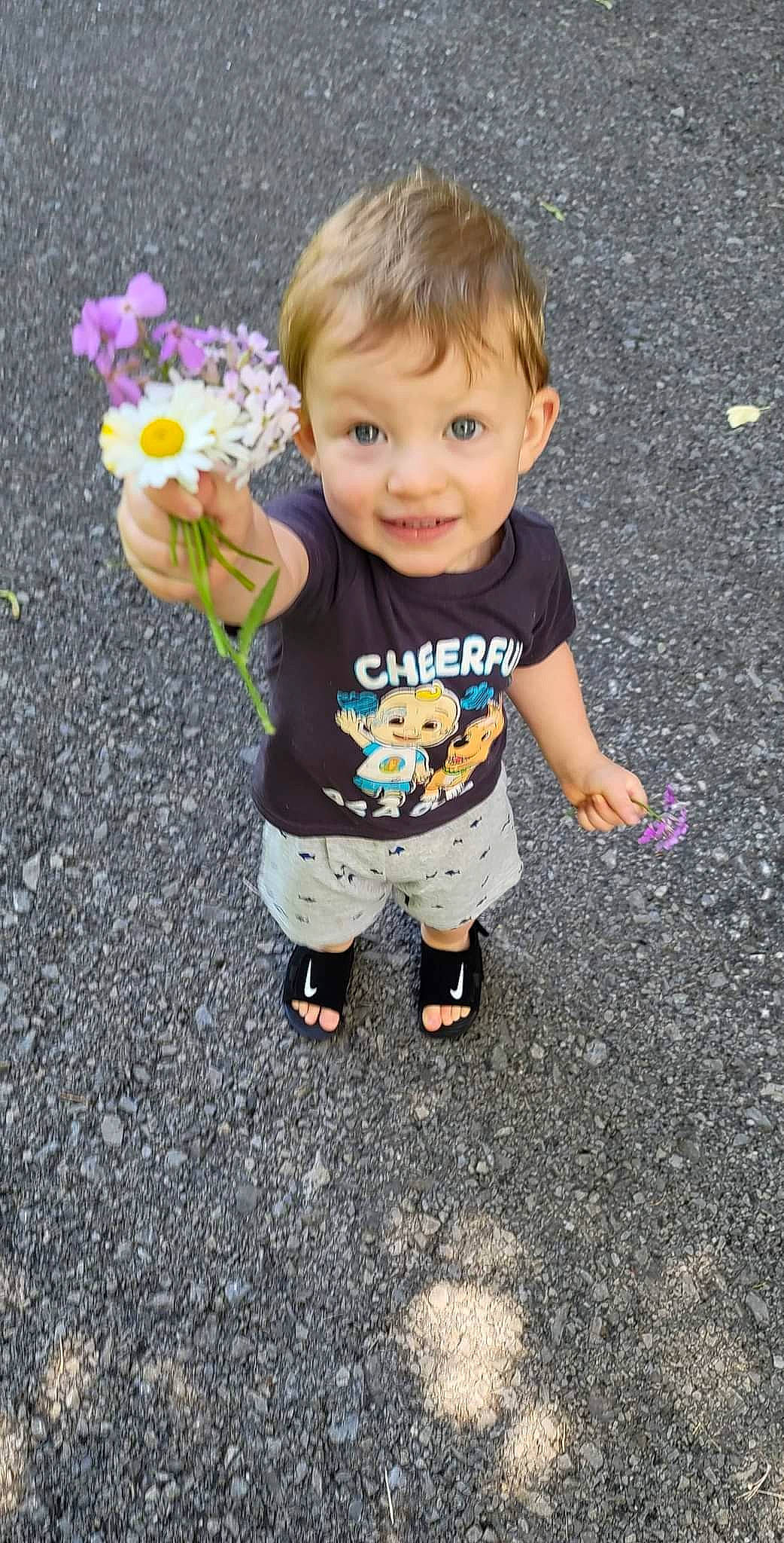 Ronin joined the competition — help win amazing prizes! asphalt, baby, baby_toddler_clothing, child, facial_expression, finger, flower, fun, grass, hand, happy, joy, people_in_nature, person, petal, plant, road_surface, rose, sleeve, smile
