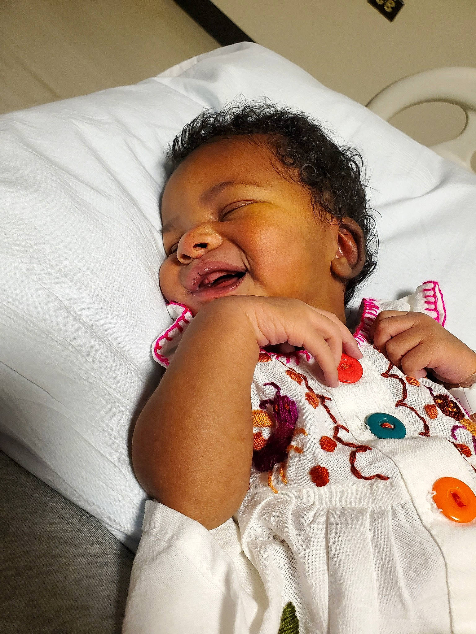 Anissa is registered to the contest to win money with this photo: baby, bedtime, birth, cheek, child, facial_expression, fun, happy, mouth, nose, person, skin, sleep, smile, toddler