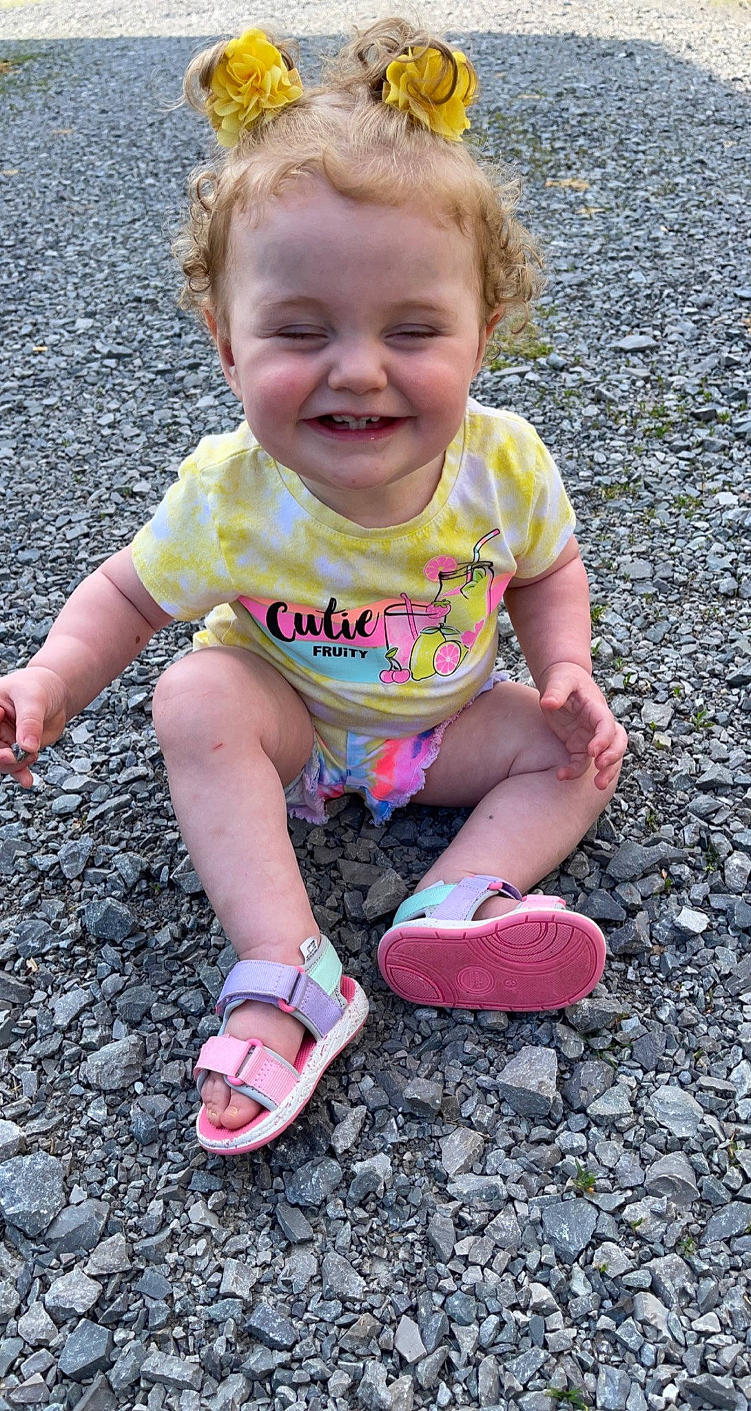 Adalie joined the competition — help win amazing prizes! baby_toddler_clothing, cheek, eye, face, finger, grass, hair, hand, happy, human_body, iris, joy, leaf, leg, organ, people_in_nature, person, photograph, pink, skin