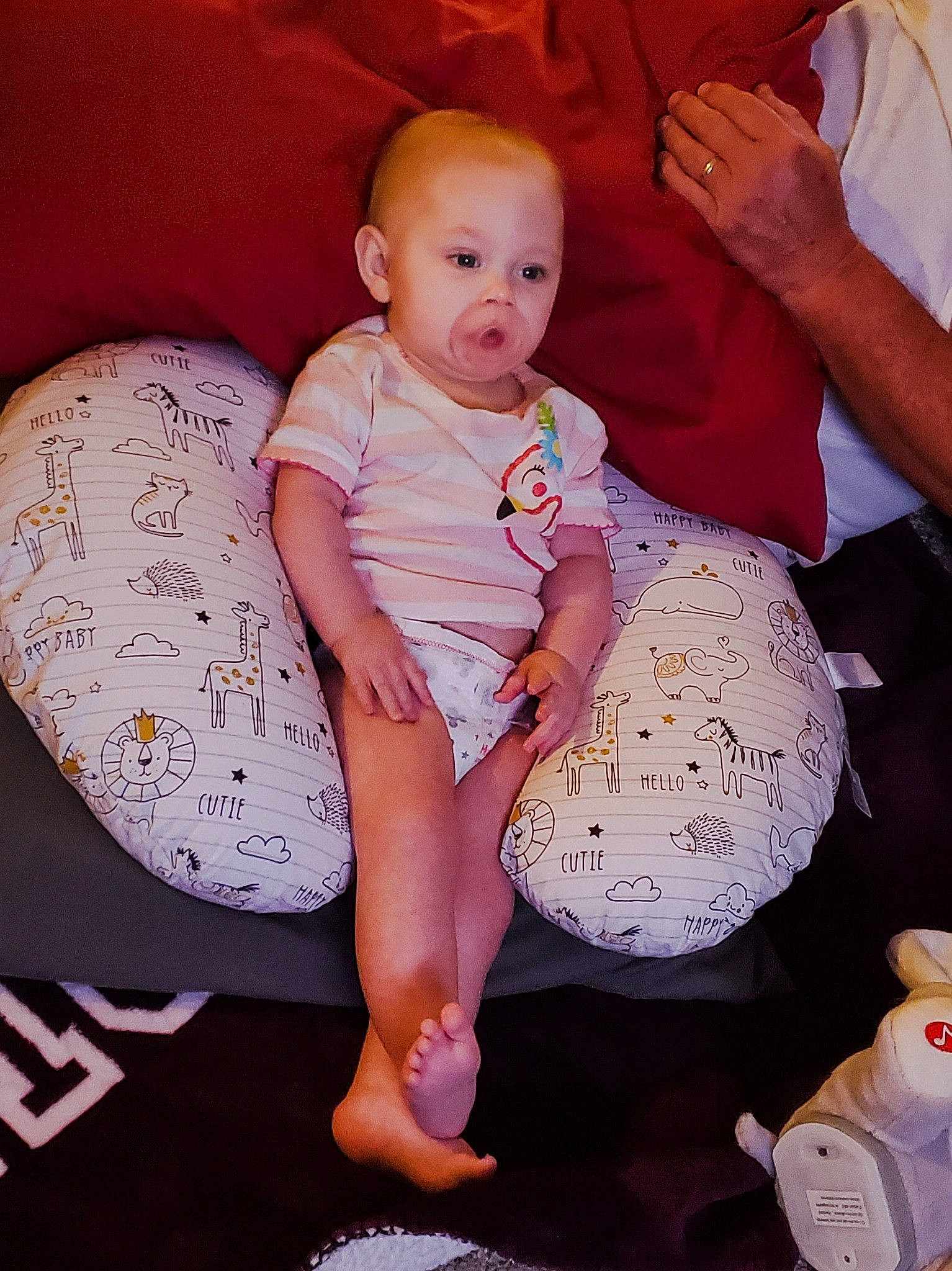 Keira joined the competition — help win amazing prizes! arm, baby, baby_toddler_clothing, cheek, comfort, finger, hand, happy, human_body, lap, leg, mouth, organ, person, pink, skin, stomach, textile, thigh, toddler