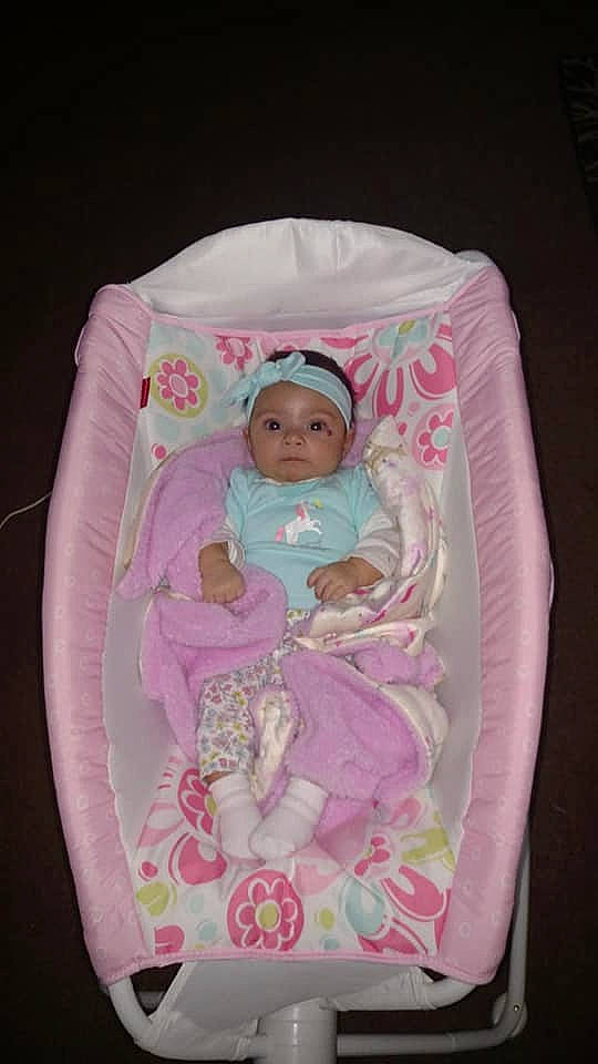 Teghan joined the competition — help win amazing prizes! baby, baby_products, child, infant_bed, linens, nap_mat, person, pink, product, textile, toddler