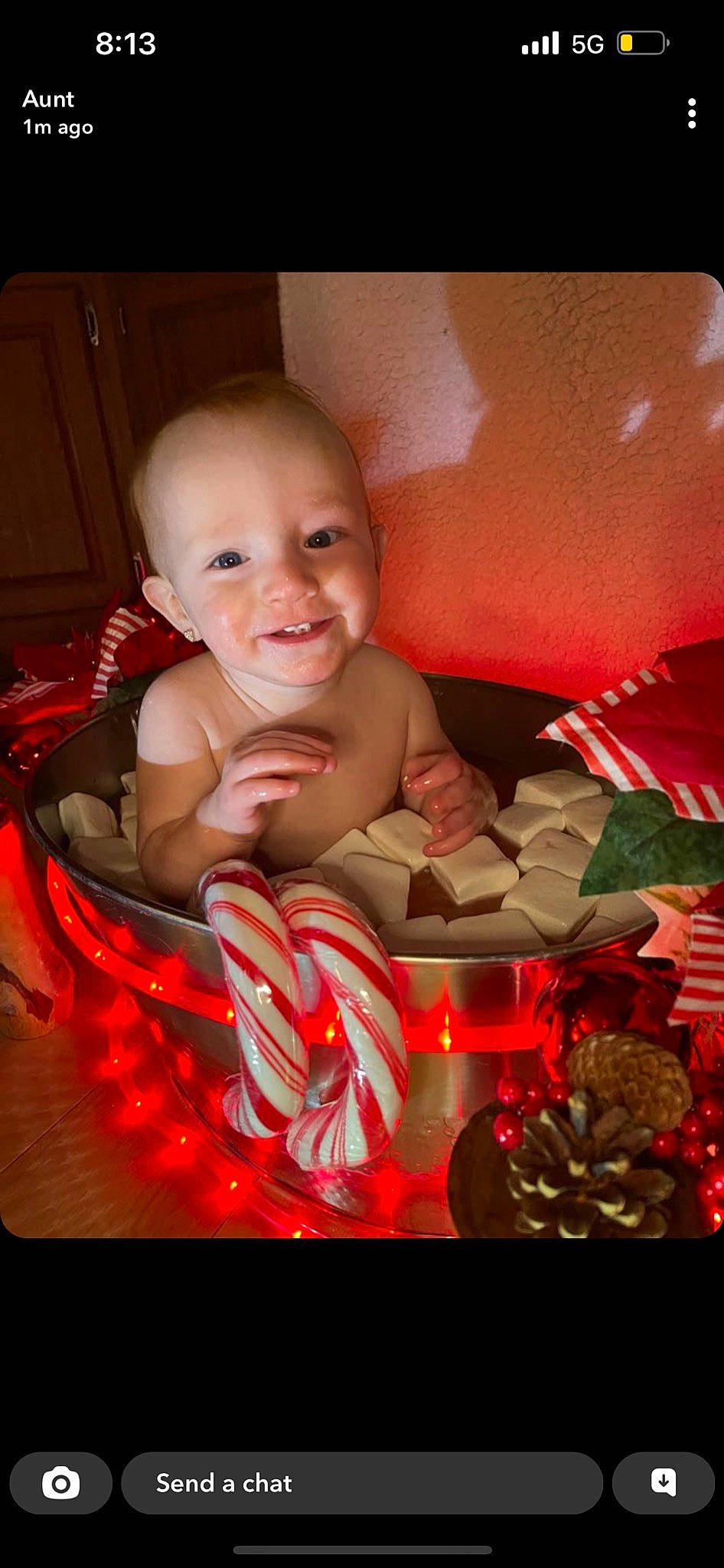 Melody joined the competition — help win amazing prizes! baby, baby_products, baby_toddler_clothing, carmine, child, christmas, event, facial_expression, finger, flash_photography, fun, happy, holiday, joy, mouth, person, pink, product, room, sitting