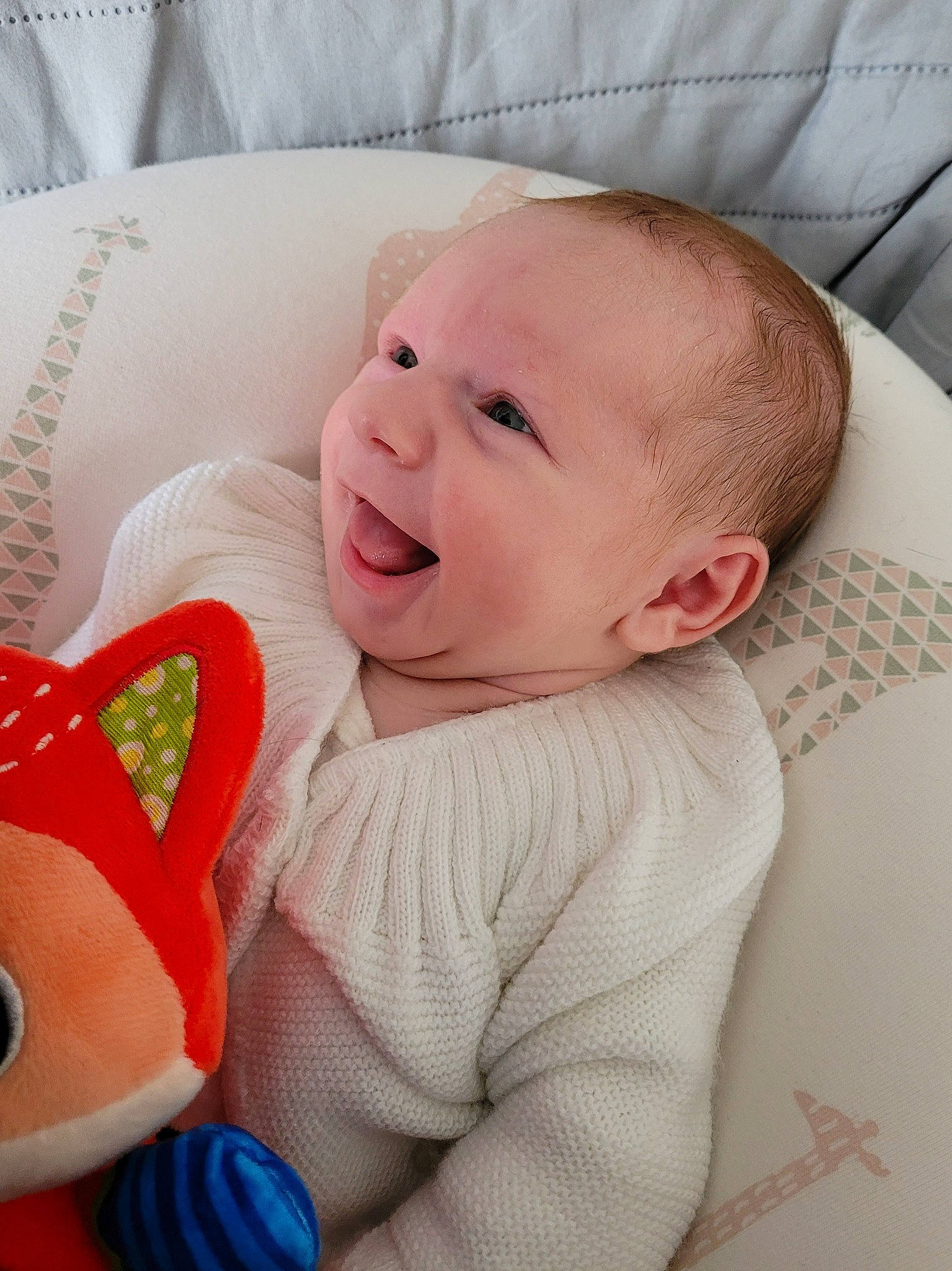 Maïlynn participe au concours pour gagner de l'argent avec cette photo : baby, baby_toddler_clothing, cheek, comfort, eye, face, facial_expression, happy, head, iris, lip, mammal, mouth, nose, organ, person, product, skin, sleeve, smile