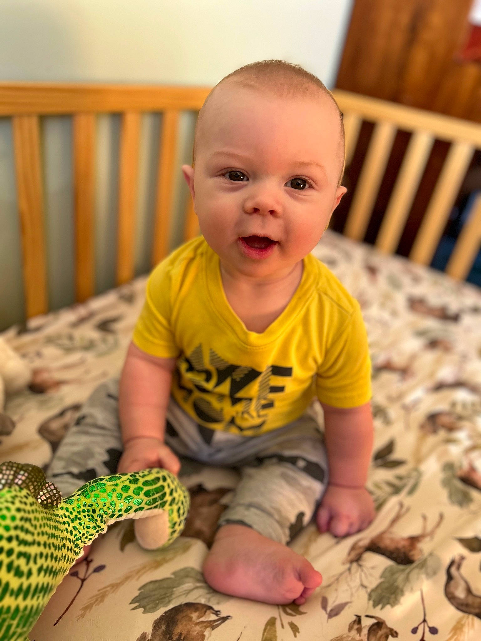 Johnny joined the competition — help win amazing prizes! baby, baby_toddler_clothing, beauty, cheek, child, comfort, flooring, fun, green, happy, organ, pattern, people_in_nature, person, room, sitting, skin, smile, t_shirt, toddler