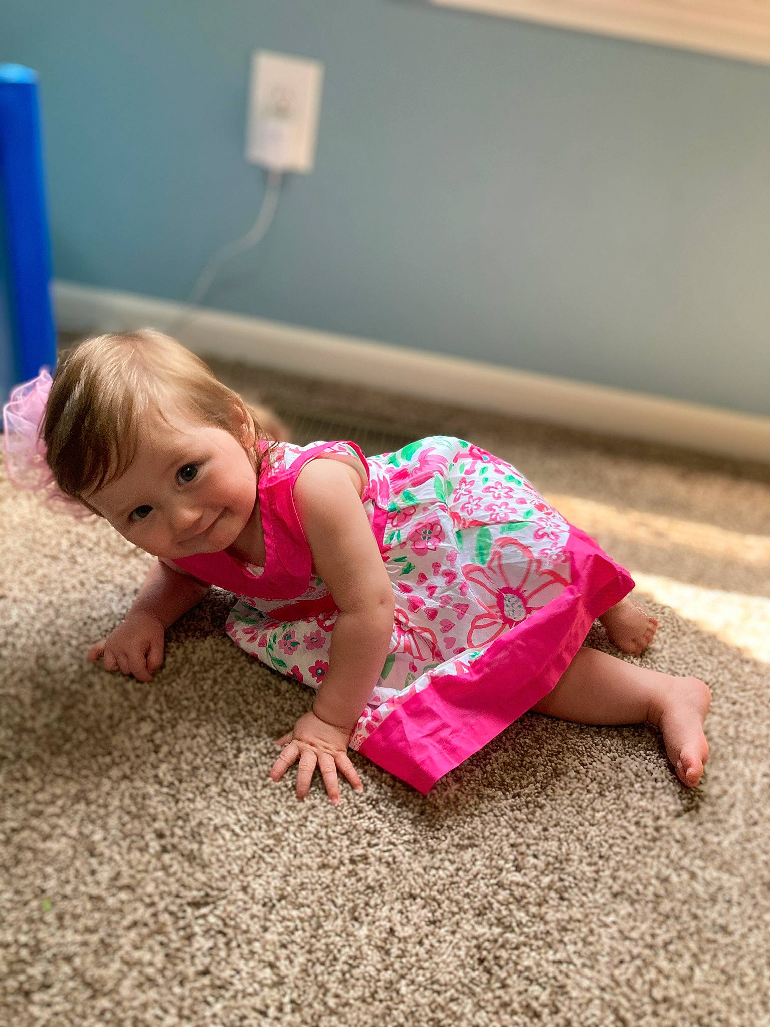 Evelyn Rose joined the competition — help win amazing prizes! baby, beauty, carpet, child, crawling, finger, floor, flooring, fun, joy, leg, person, pink, play, sitting, skin, smile, toddler, vacation