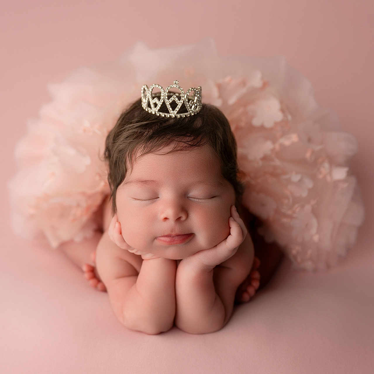 Angelina is registered to the contest to win money with this photo: baby, newborn, sleeping, crown, pink, floral, soft, cute, portrait, infant, adorable, resting, head, hands, skin, peaceful, tutu, studio, child, young