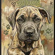 Binouze a rejoint le concours — aidez-le/la à gagner de superbes lots ! artwork, background, brown, canine, crown, cute, dog_art, drips, ears, frame, graffiti, heart, nose, painting, paw_prints, portrait, puppy, spray_paint, street_art, whiskers