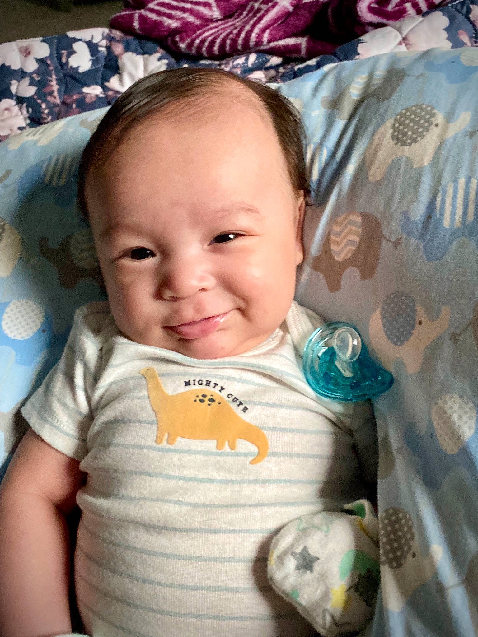 Savian joined the competition — help win amazing prizes! azure, baby, baby_toddler_clothing, cheek, child, chin, comfort, eye, eyebrow, eyelash, happy, iris, joy, linens, pattern, person, skin, sleeve, smile, t_shirt