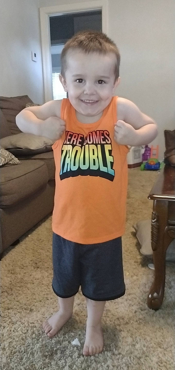 Cody Robert joined the competition — help win amazing prizes! baby_toddler_clothing, chest, child, eye, flooring, fun, gesture, happy, head, jersey, joy, neck, person, shorts, sleeve, smile, sportswear, t_shirt, thigh, thumb