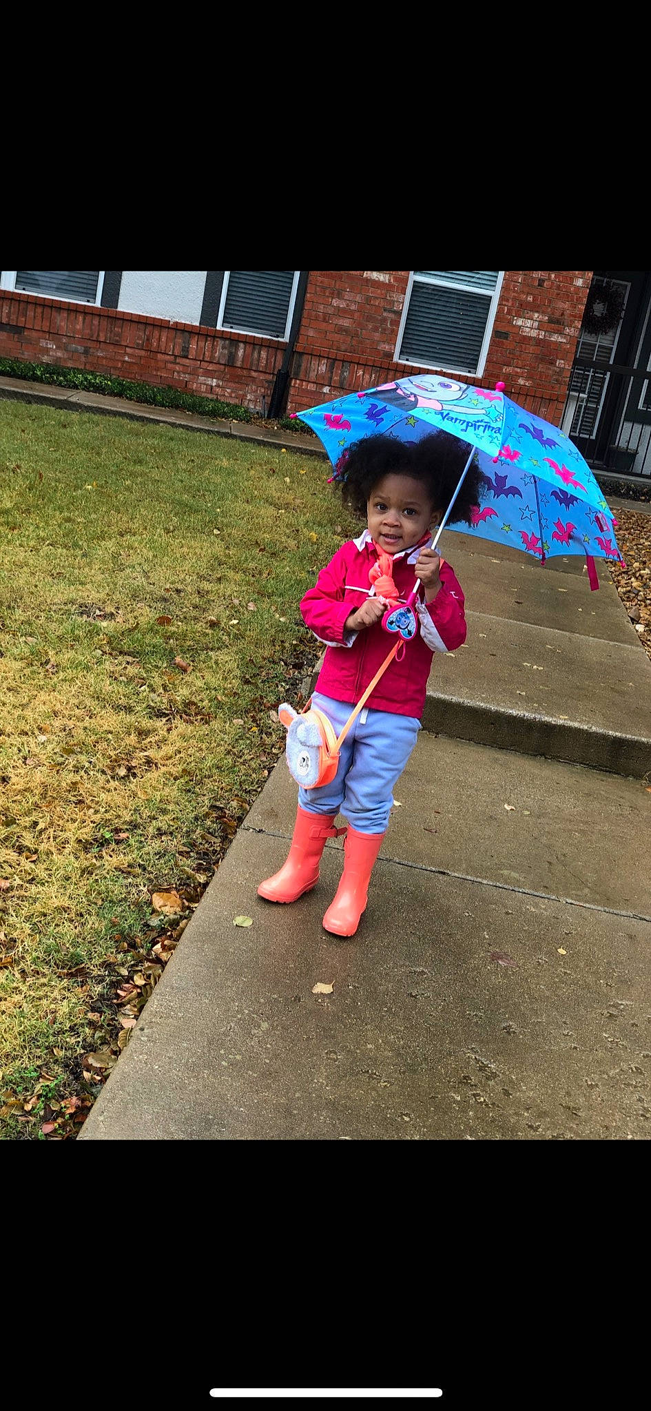 Ali is registered to the contest to win money with this photo: child, day, fun, girl, grass, person, photography, pink, play, recreation, red, toddler, tree, umbrella, vacation, world