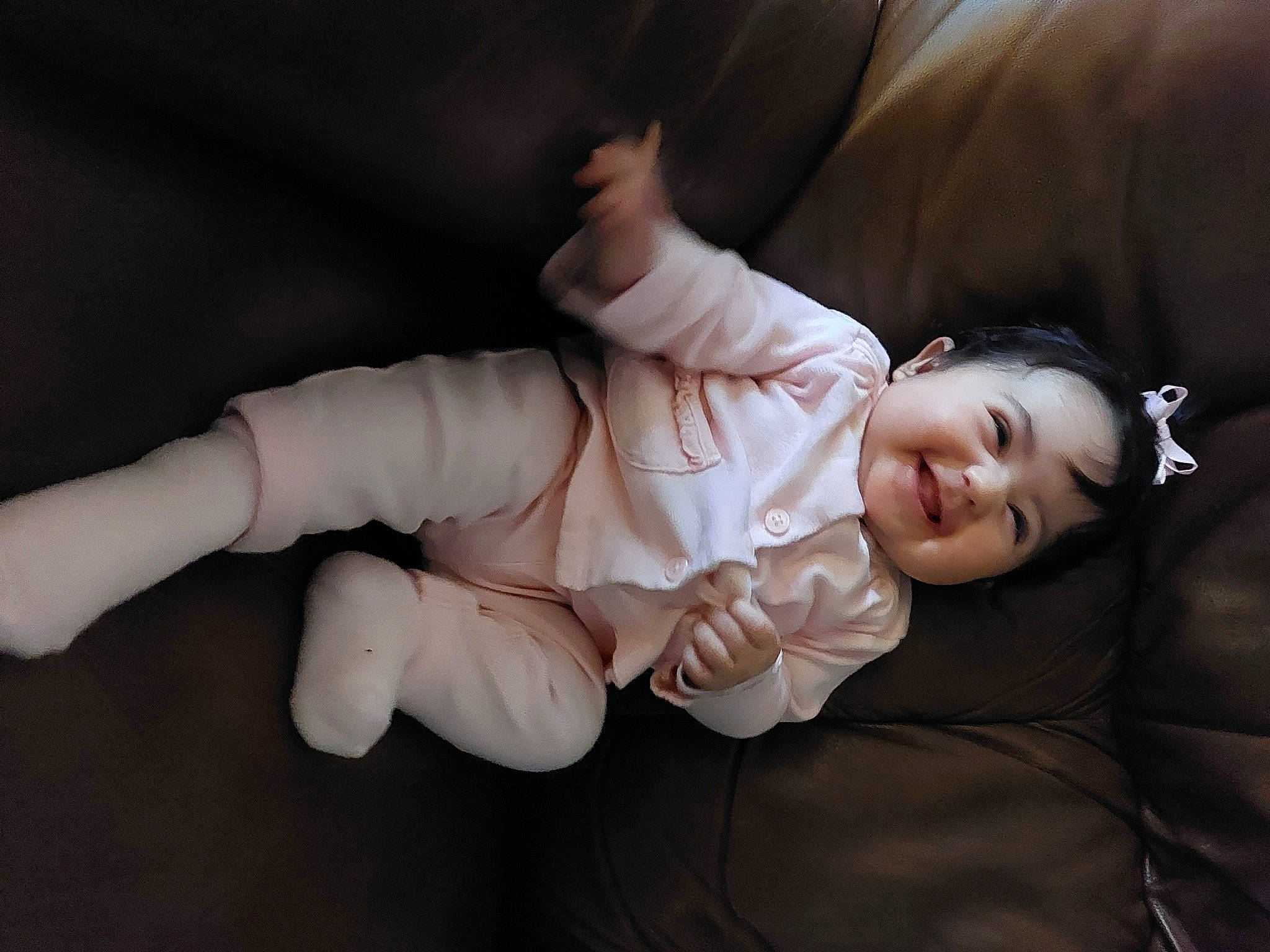 Anahi is registered to the contest to win money with this photo: baby, baby_toddler_clothing, cheek, child, comfort, elbow, flash_photography, fur, gesture, happy, human_leg, joy, knee, person, portrait, portrait_photography, sitting, sleeve, smile, suit