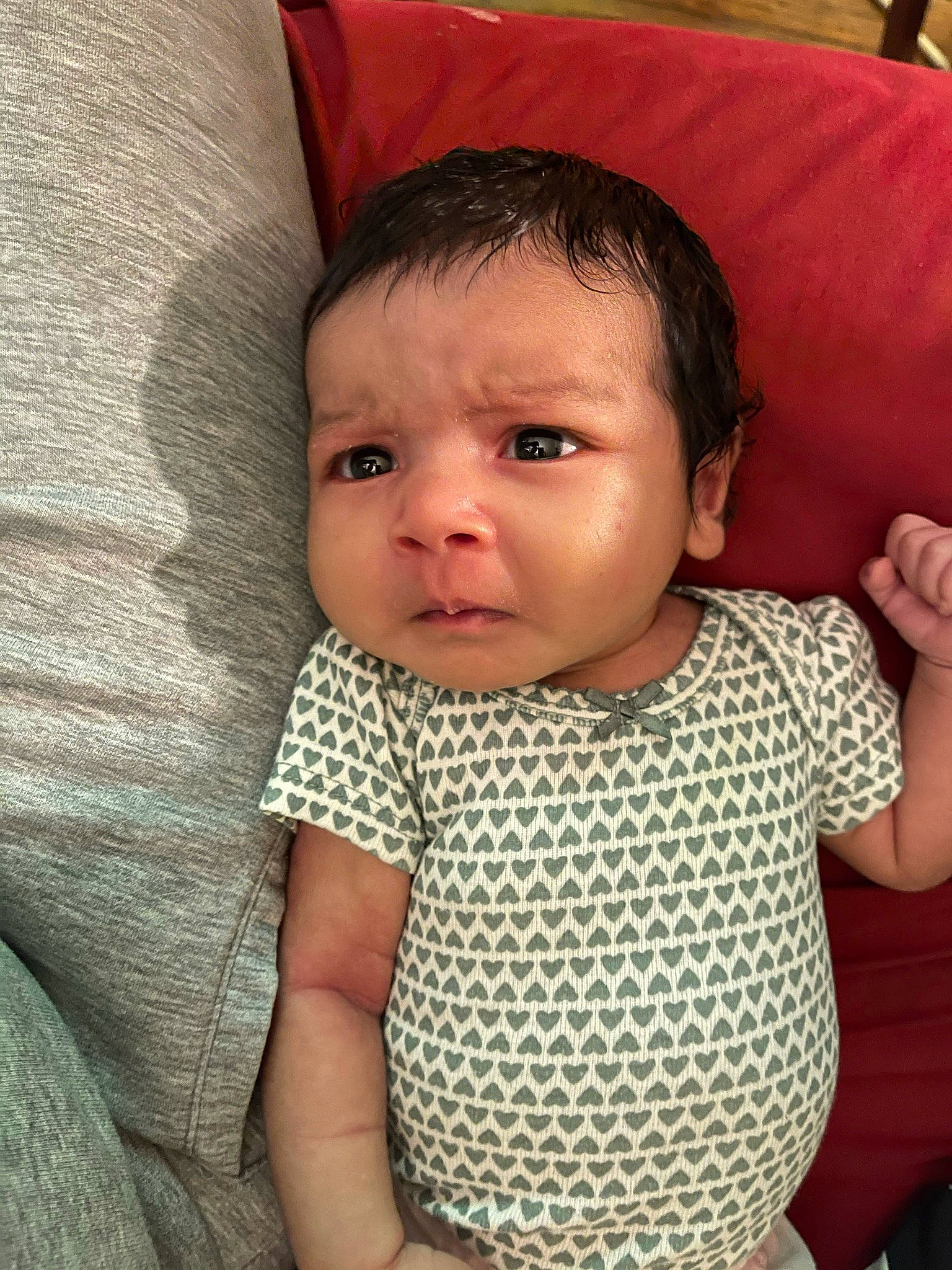 Novah is registered to the contest to win money with this photo: arm, baby_toddler_clothing, cheek, chin, comfort, eye, eyebrow, face, facial_expression, hair, hairstyle, head, iris, lip, mouth, neck, nose, person, skin, sleeve