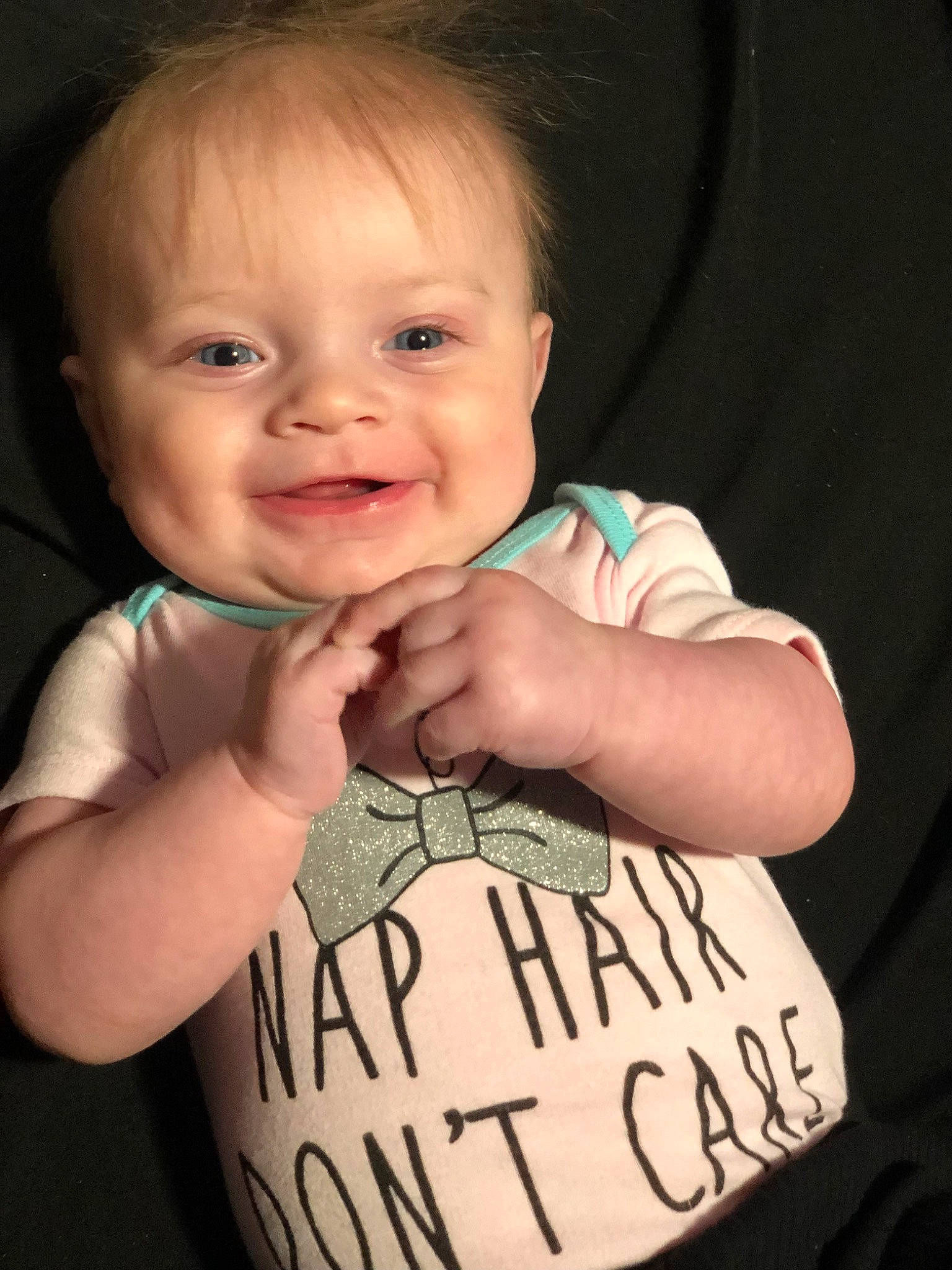 Octavia joined the competition — help win amazing prizes! arm, baby, baby_toddler_clothing, cheek, chin, eye, face, finger, flash_photography, gesture, hand, happy, joy, muscle, person, product, skin, sleeve, smile, standing