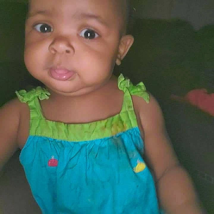 Khalia joined the competition — help win amazing prizes! baby, baby_toddler_clothing, cheek, child, day_dress, electric_blue, eyelash, facial_expression, fun, happy, iris, magenta, neck, one_piece_garment, pattern, person, skin, sleeve, smile, toddler