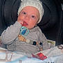 Emyr Gael joined the competition — help win amazing prizes! baby, child, infant, hat, knit_hat, pacifier, blanket, car_seat, gray_clothing, cute, hand, face, blue_eyes, indoor, plush, warm, comfort, sitting, young_child, portrait