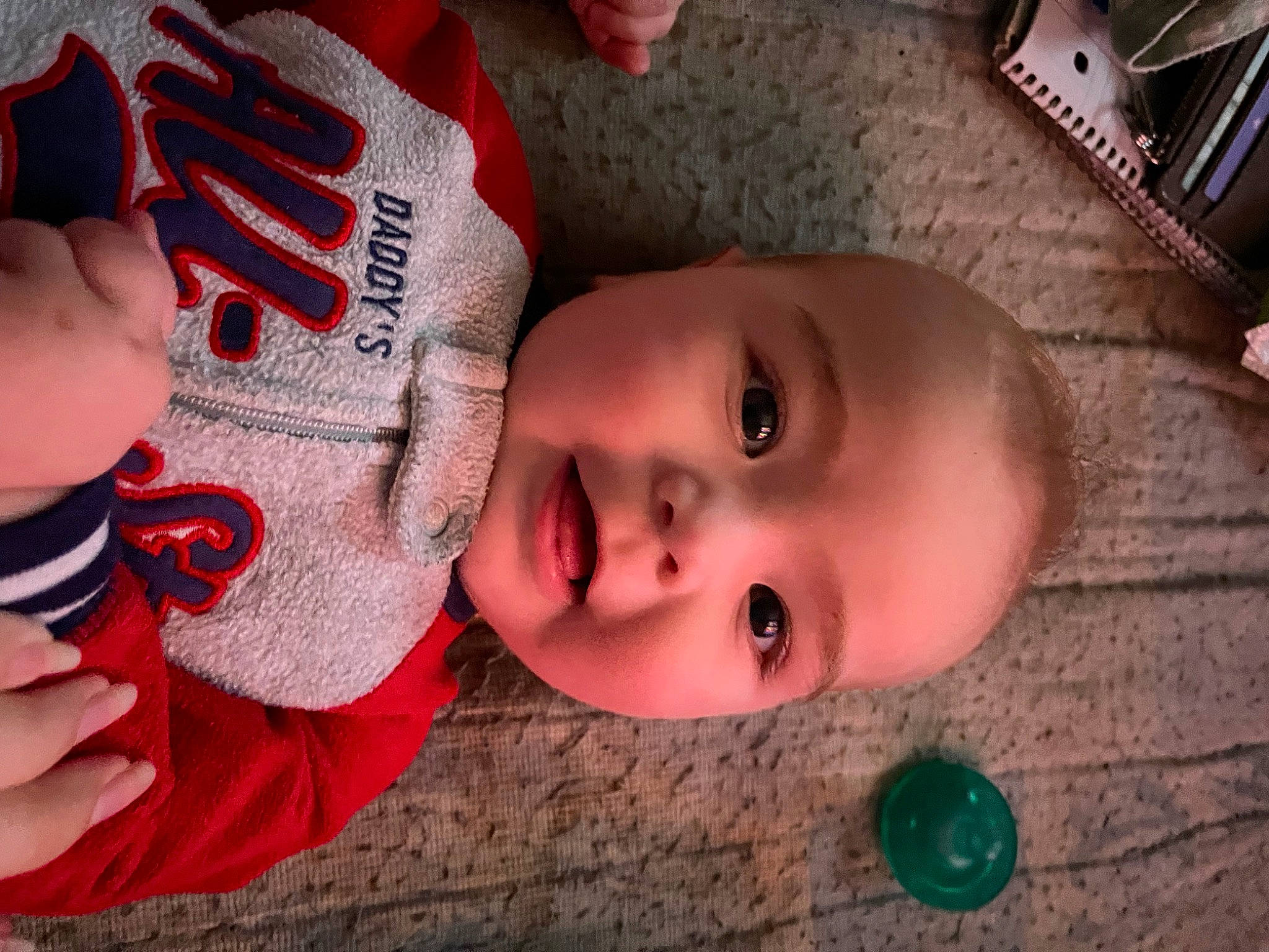 Atticus is registered to the contest to win money with this photo: baby, baby_toddler_clothing, cheek, chin, clothing, eye, eyebrow, eyelash, facial_expression, happy, head, iris, lip, mammal, mouth, nose, person, product, skin, smile