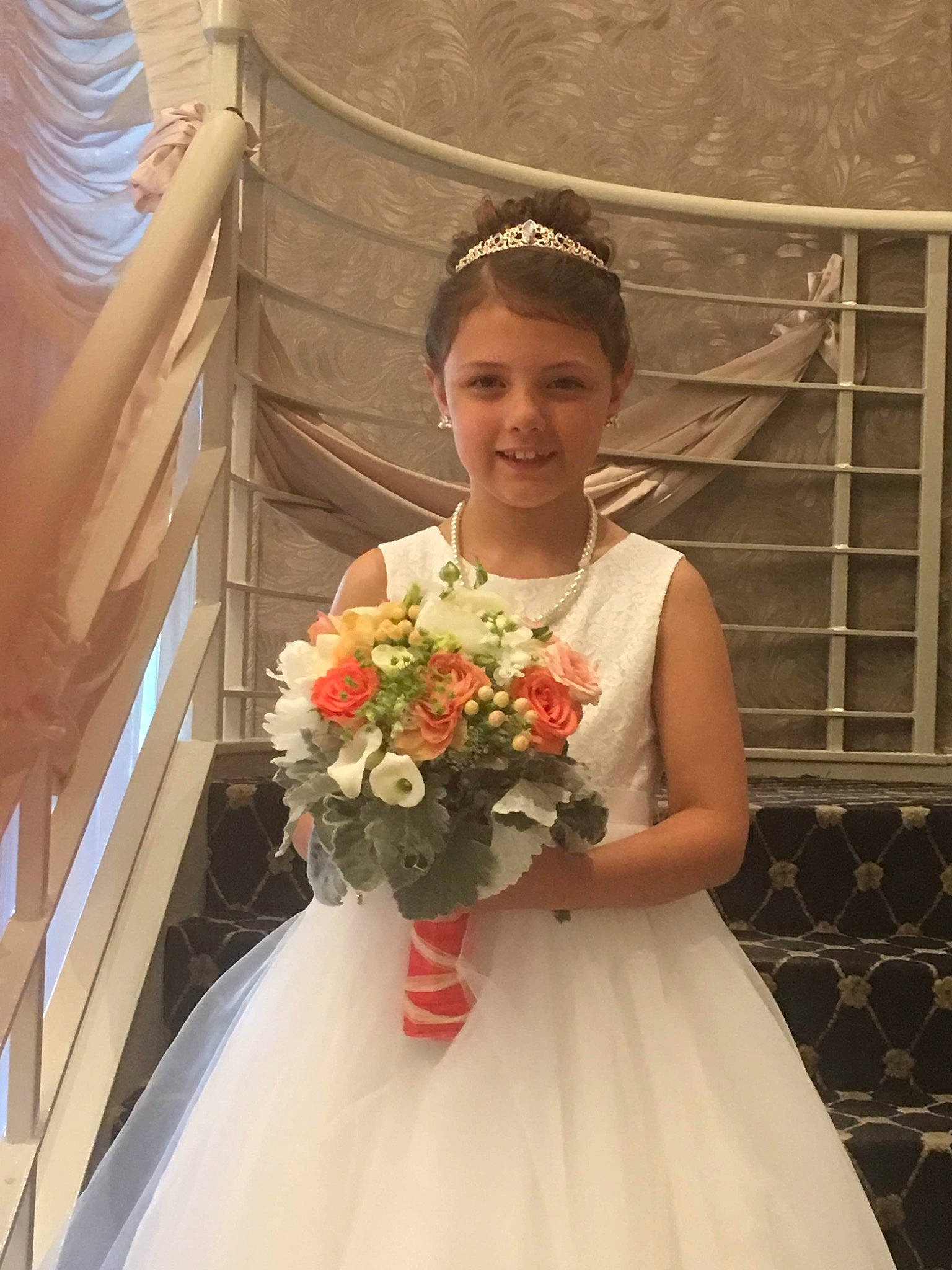 Jaliyah joined the competition — help win amazing prizes! bouquet, bridal_accessory, bridal_clothing, bridal_party_dress, bride, dress, flash_photography, flower, flower_arranging, gown, happy, headgear, joy, person, petal, photograph, pink, rose, shoulder, smile