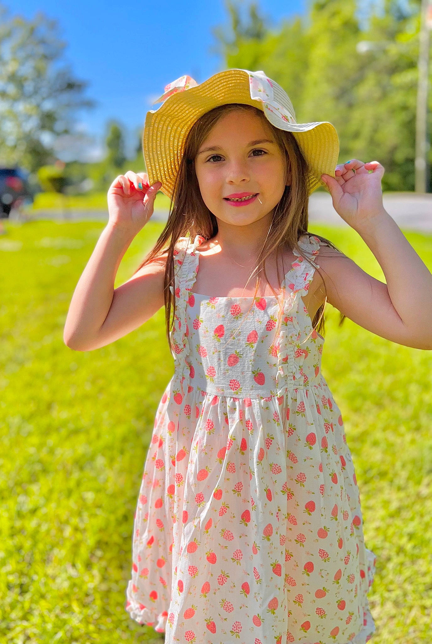Kaelynn joined the competition — help win amazing prizes! day_dress, dress, fun, grass, happy, hat, joy, leaf, lip, one_piece_garment, people_in_nature, person, pink, plant, shoulder, skin, sky, sleeve, smile, summer