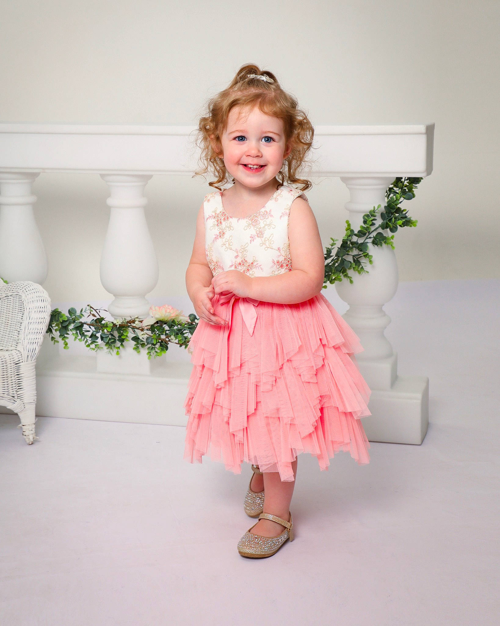 Amberley joined the competition — help win amazing prizes! arm, baby_toddler_clothing, bridal_party_dress, day_dress, dress, embellishment, fashion_design, flooring, formal_wear, happy, joy, magenta, one_piece_garment, person, pink, plant, shoulder, sleeve, smile, standing