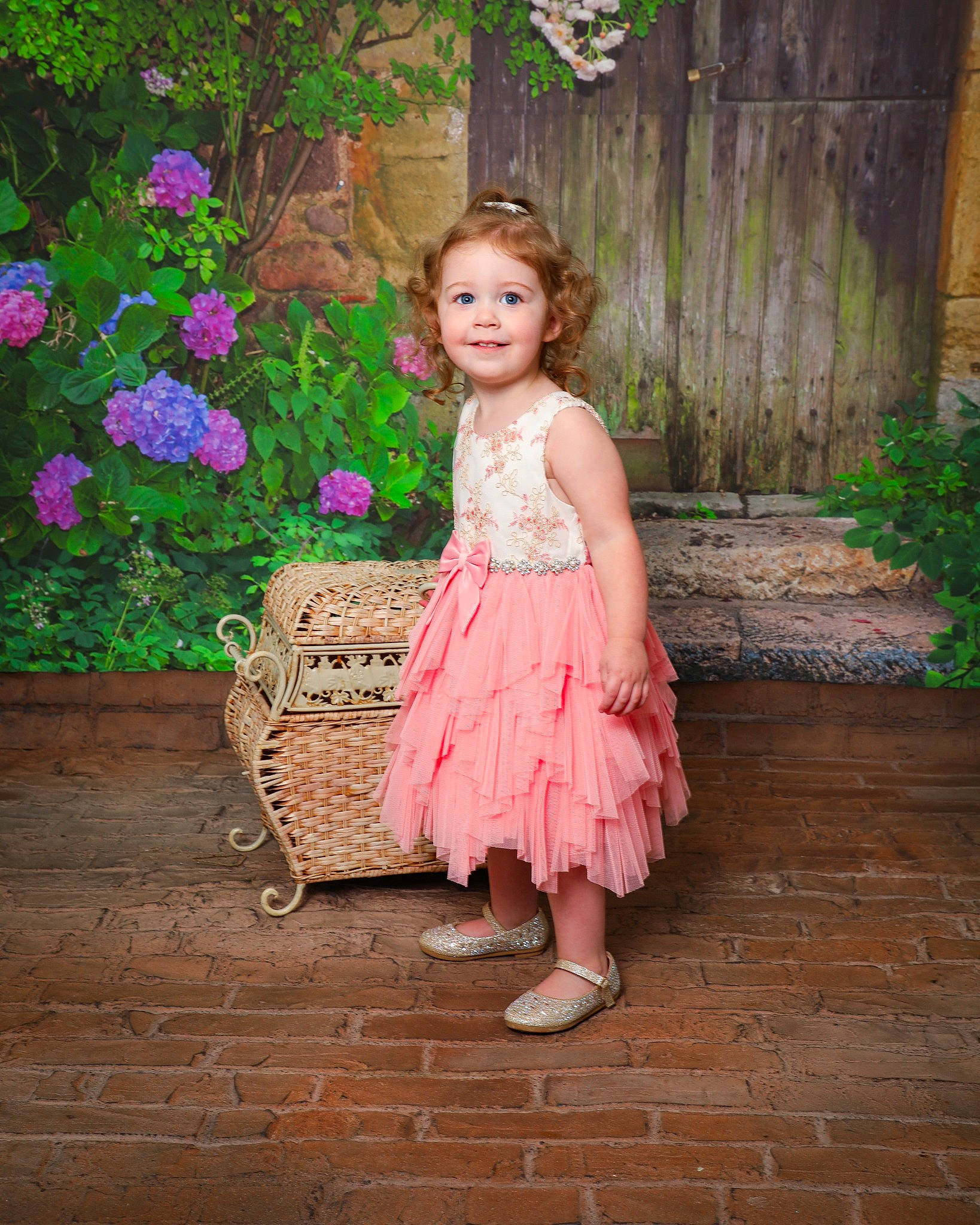 Amberley is registered to the contest to win money with this photo: child, day_dress, dress, eye, face, flash_photography, flower, formal_wear, grass, hair, happy, head, joy, leisure, magenta, person, pink, plant, purple, smile