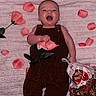 baby, blanket, bouquet, celebration, clothing, cute, flower, happy, infant, lying_down, nature, person, pink, portrait, red, rose, rose_petals, smiling, soft_texture, toddler