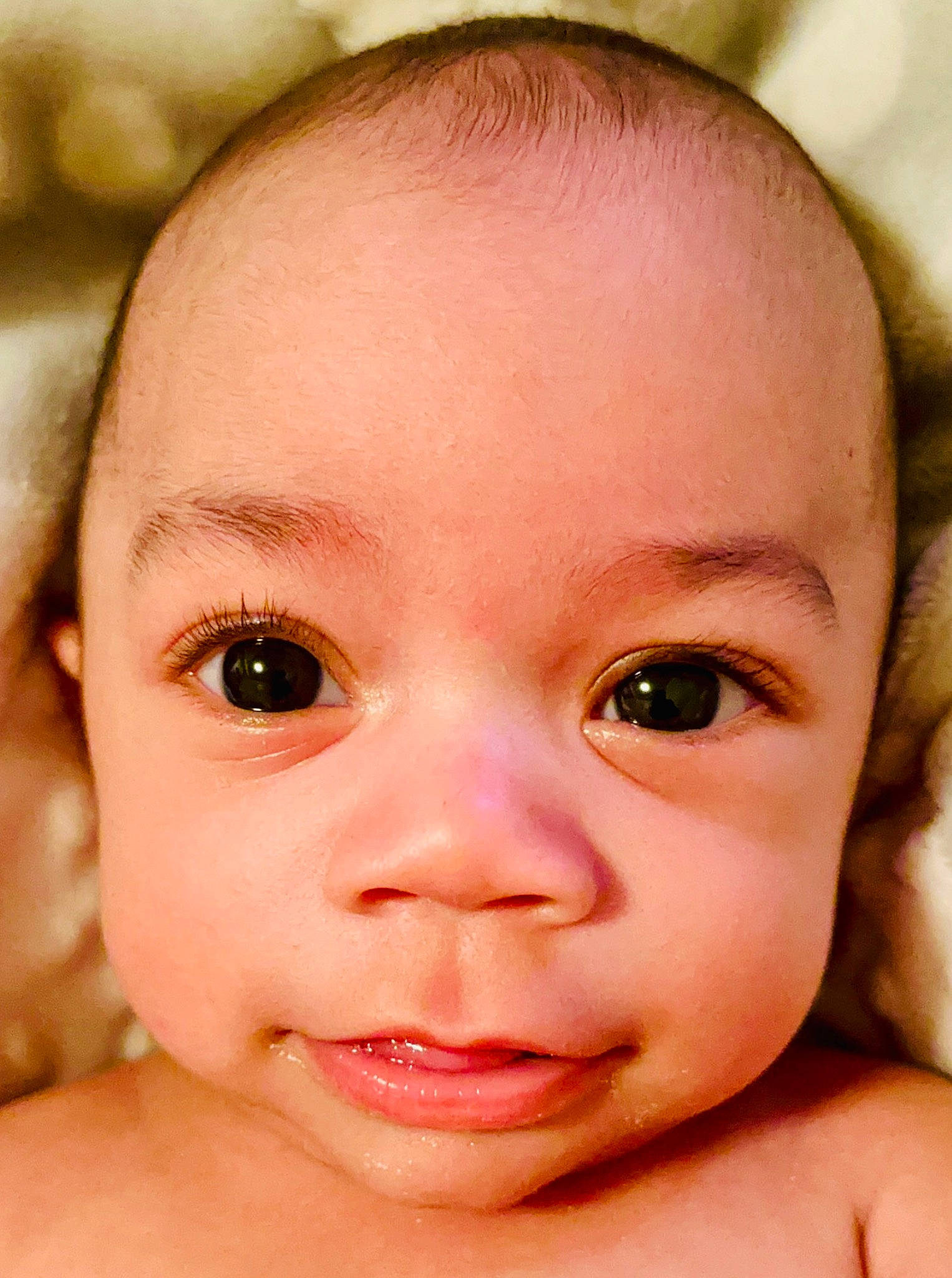 Caden is registered to the contest to win money with this photo: arm, baby, cheek, chin, ear, eyebrow, eyelash, forehead, gesture, hair, happy, human_body, iris, jaw, lip, mouth, muscle, neck, nose, person