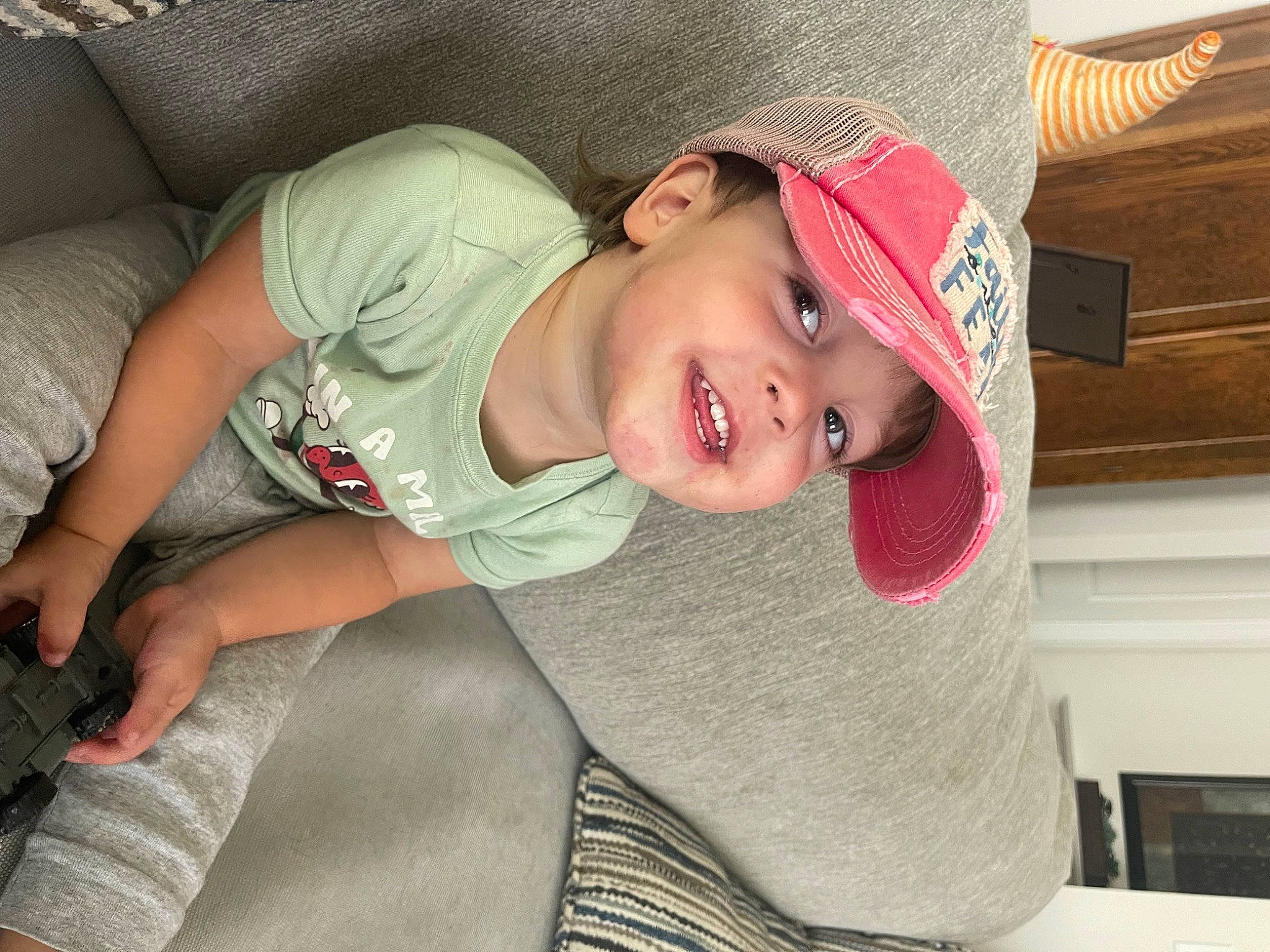 Finnley joined the competition — help win amazing prizes! baby, baby_toddler_clothing, cap, cheek, child, comfort, eye, eyelash, fashion_accessory, fun, happy, hat, headwear, iris, joy, lip, mouth, nose, person, product